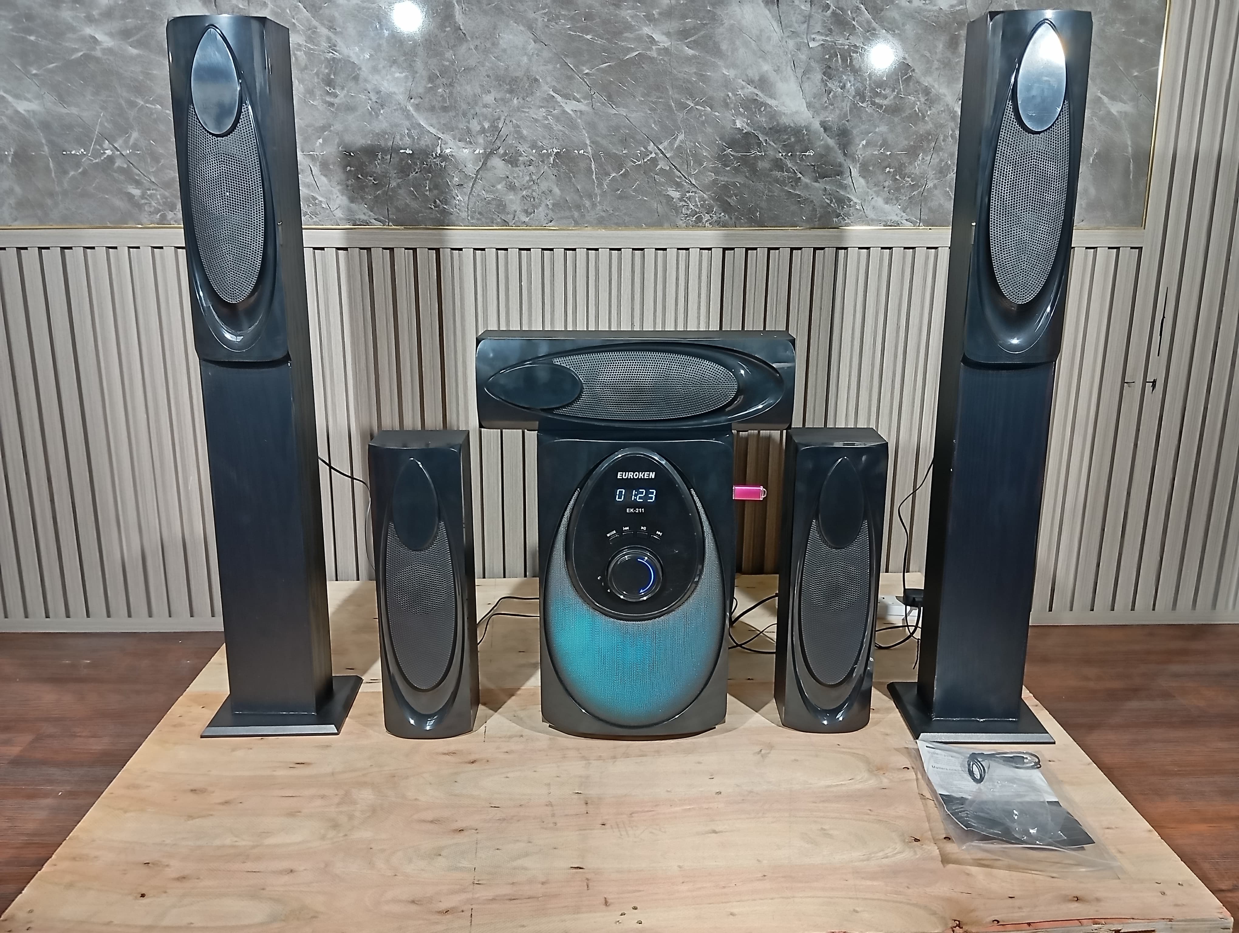 NEW EUROKEN Home Theatre System EK-211 5 In 1 Tall Boy Ac Dc 12,000W Pmpo With Bluetooth Fm Usb Sd Mem Card Support