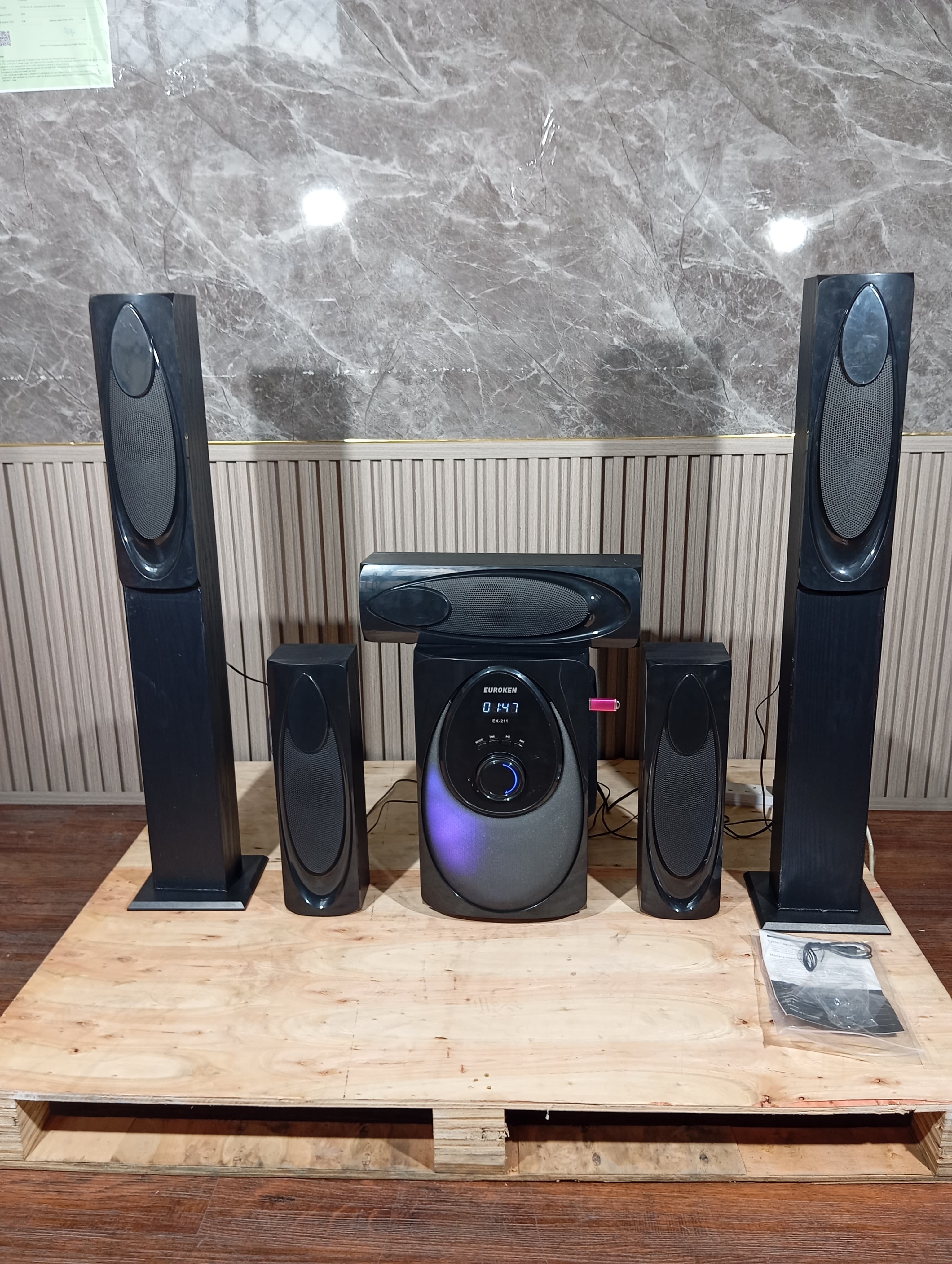 NEW EUROKEN Home Theatre System EK-211 5 In 1 Tall Boy Ac Dc 12,000W Pmpo With Bluetooth Fm Usb Sd Mem Card Support