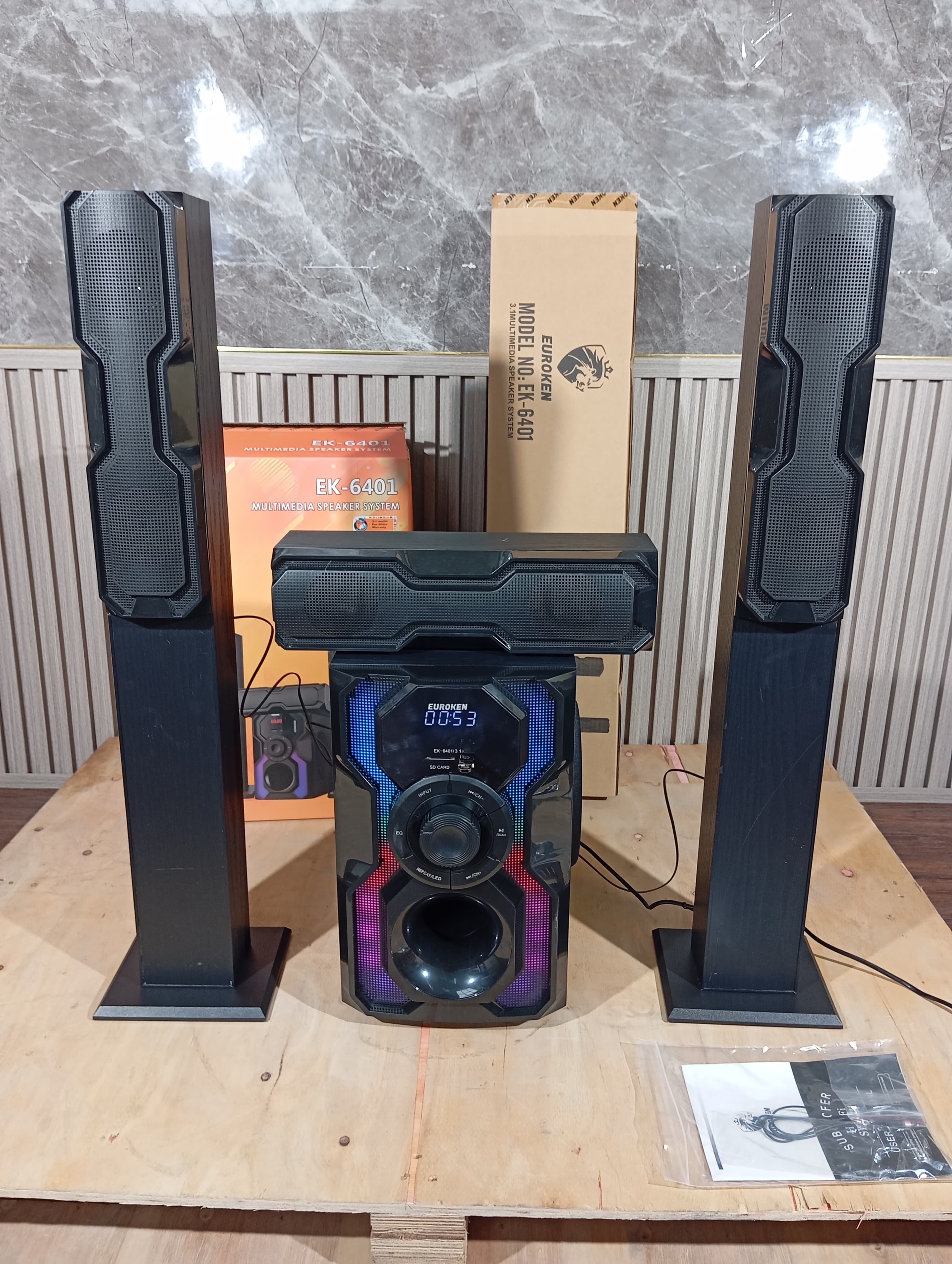 NEW EUROKEN Home Theatre System EK-6401 3 In1 Tall Boy Ac Dc 10,000W PMPO Bluetooth Fm USB SD Mem Card Support