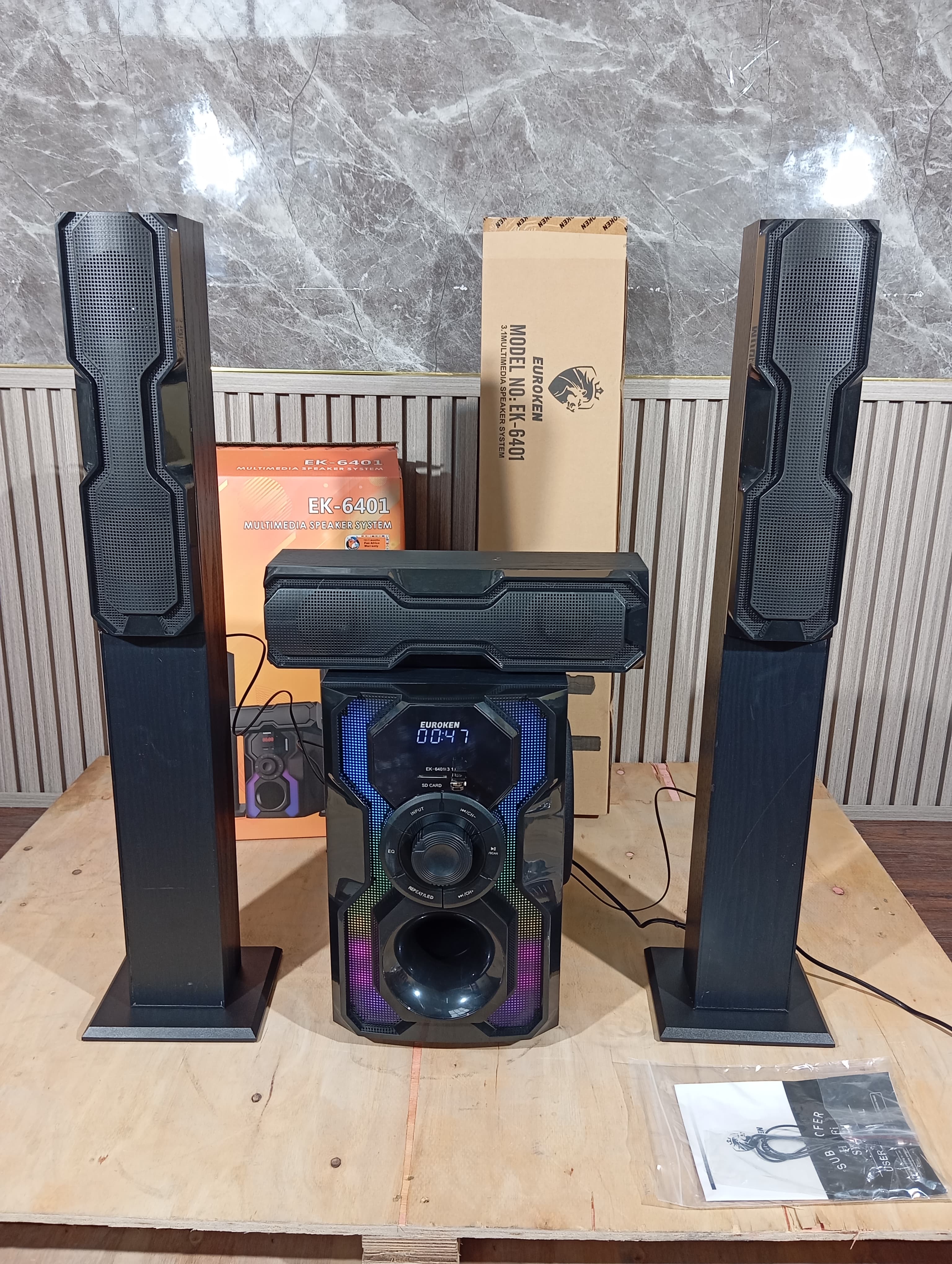 NEW EUROKEN Home Theatre System EK-6401 3 In1 Tall Boy Ac Dc 10,000W PMPO Bluetooth Fm USB SD Mem Card Support