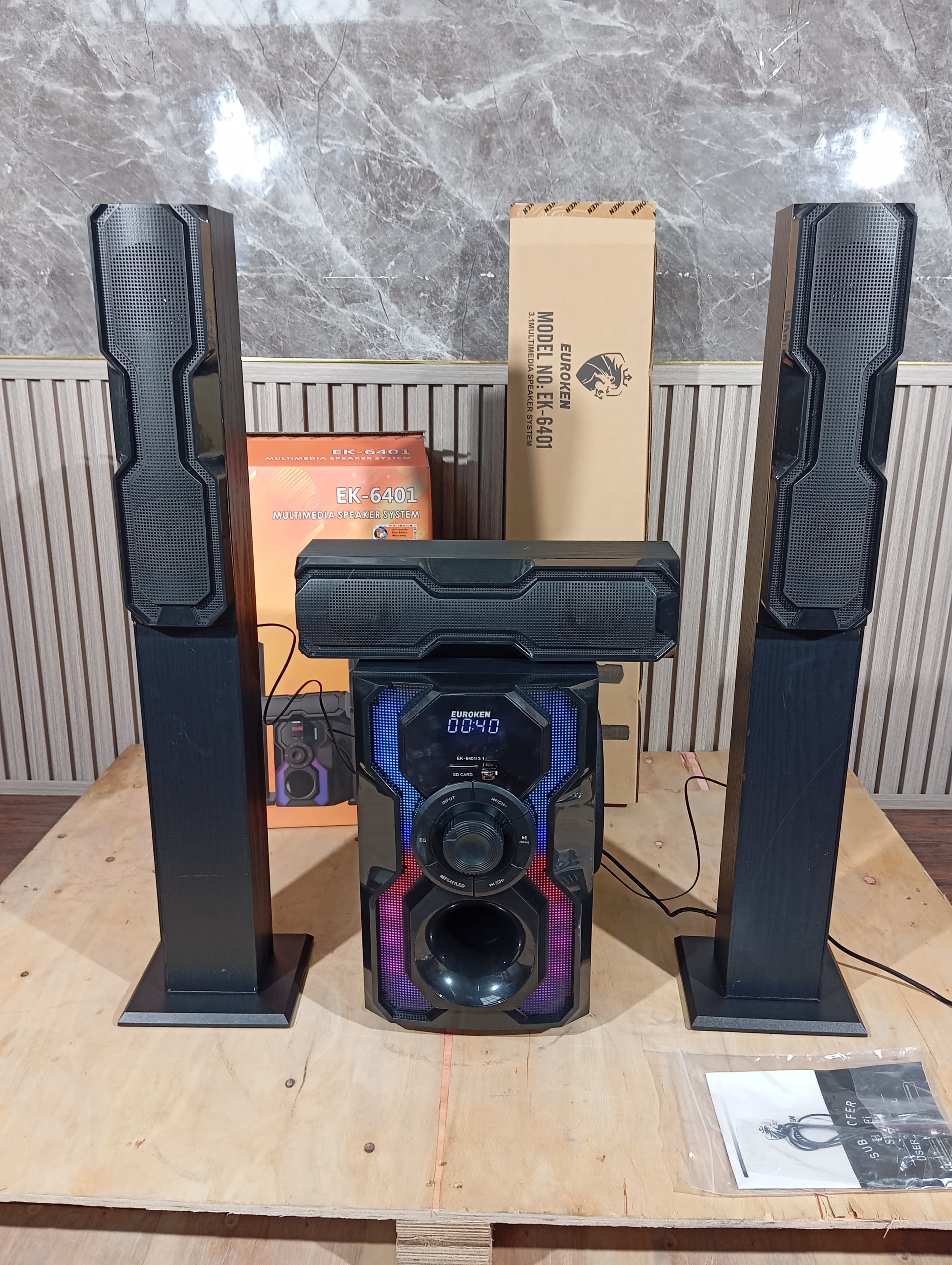 NEW EUROKEN Home Theatre System EK-6401 3 In1 Tall Boy Ac Dc 10,000W PMPO Bluetooth Fm USB SD Mem Card Support