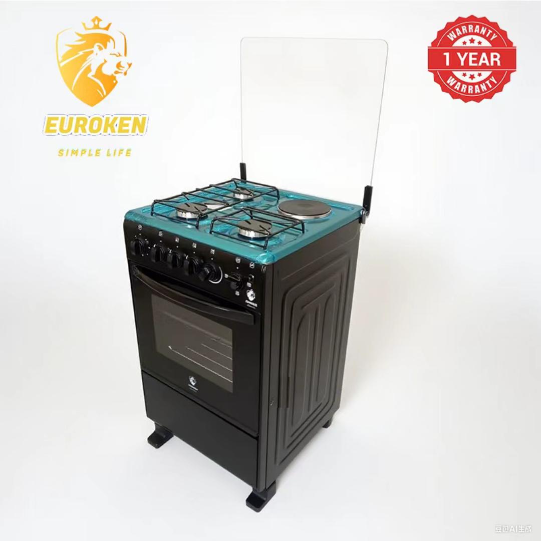 【Exclusive Offer】 Euroken Euro55-3G1E-E  50L Home Improvement   Free Standing  Cooker 3 GAS +1 Hot plate Kitchen Appliance with electric oven - 50X55CM