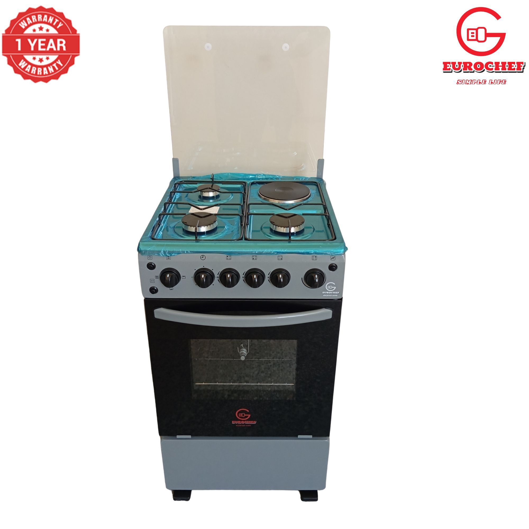 【Exclusive Offer】 Eurochef EGT55-3G1E-E  50L Home Improvement  Free standing Cooker  3 GAS + 1 Hot Plate  Kitchen appliance with electric oven