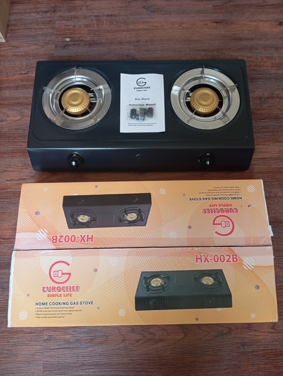 【Exclusive Offer】 EUROCHEF HX-002B  Table Top Stainless Steel 2 Burner Kitchen Appliance Cooktop Gas Cooker