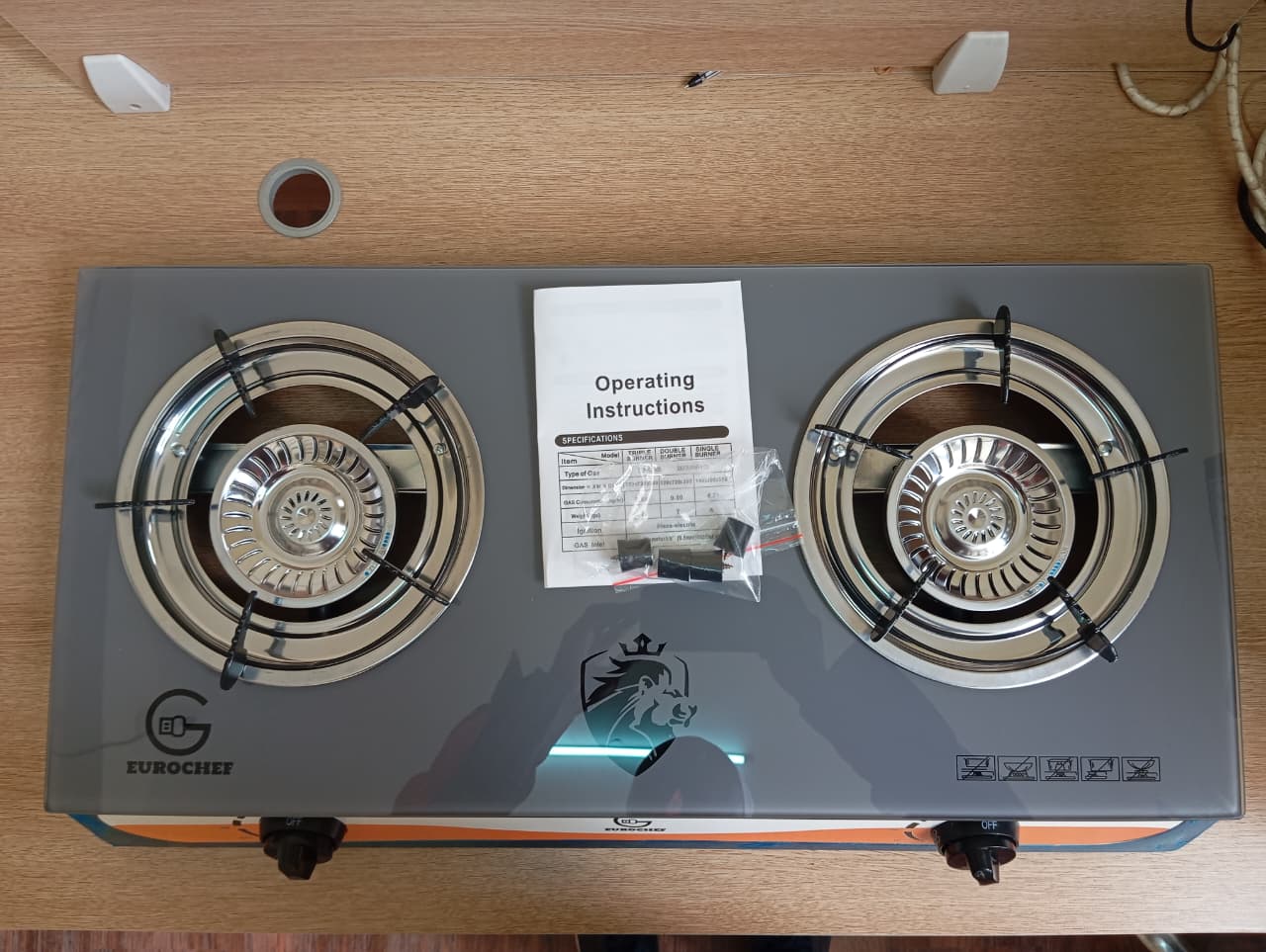 【ExclusiveOffer】EUROCHEF ST-B002M Two Burner Glass Top Table Cooker -Grey