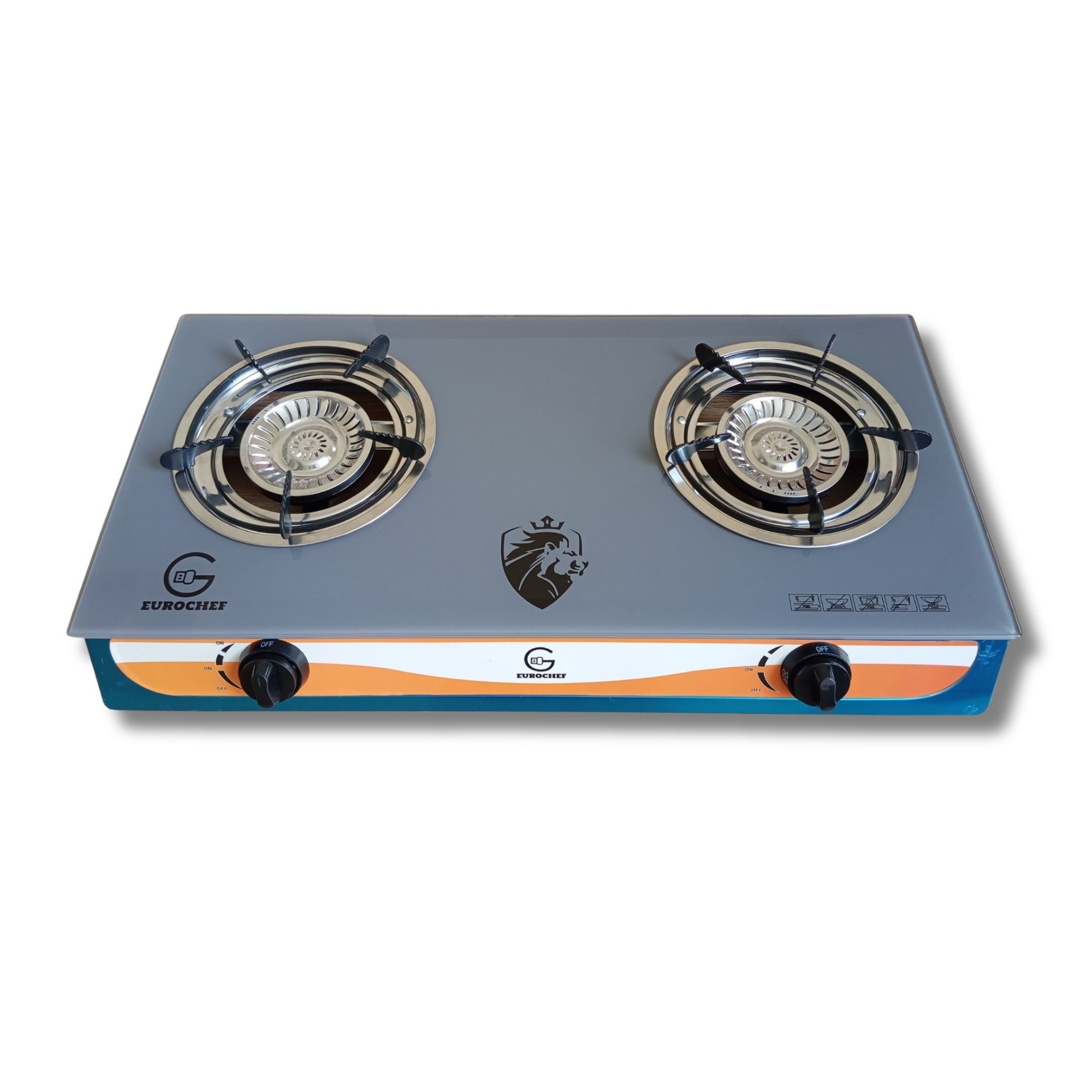 【ExclusiveOffer】EUROCHEF ST-B002M Two Burner Glass Top Table Cooker -Grey