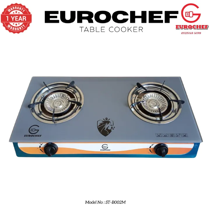 【ExclusiveOffer】EUROCHEF ST-B002M Two Burner Glass Top Table Cooker -Grey