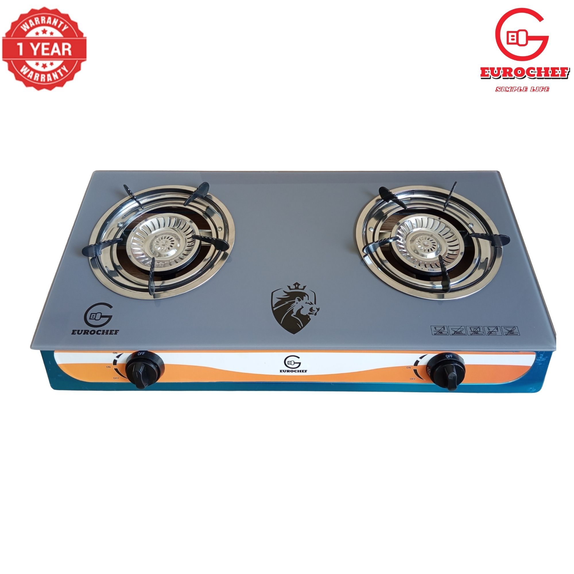 【ExclusiveOffer】EUROCHEF ST-B002M Two Burner Glass Top Table Cooker -Grey