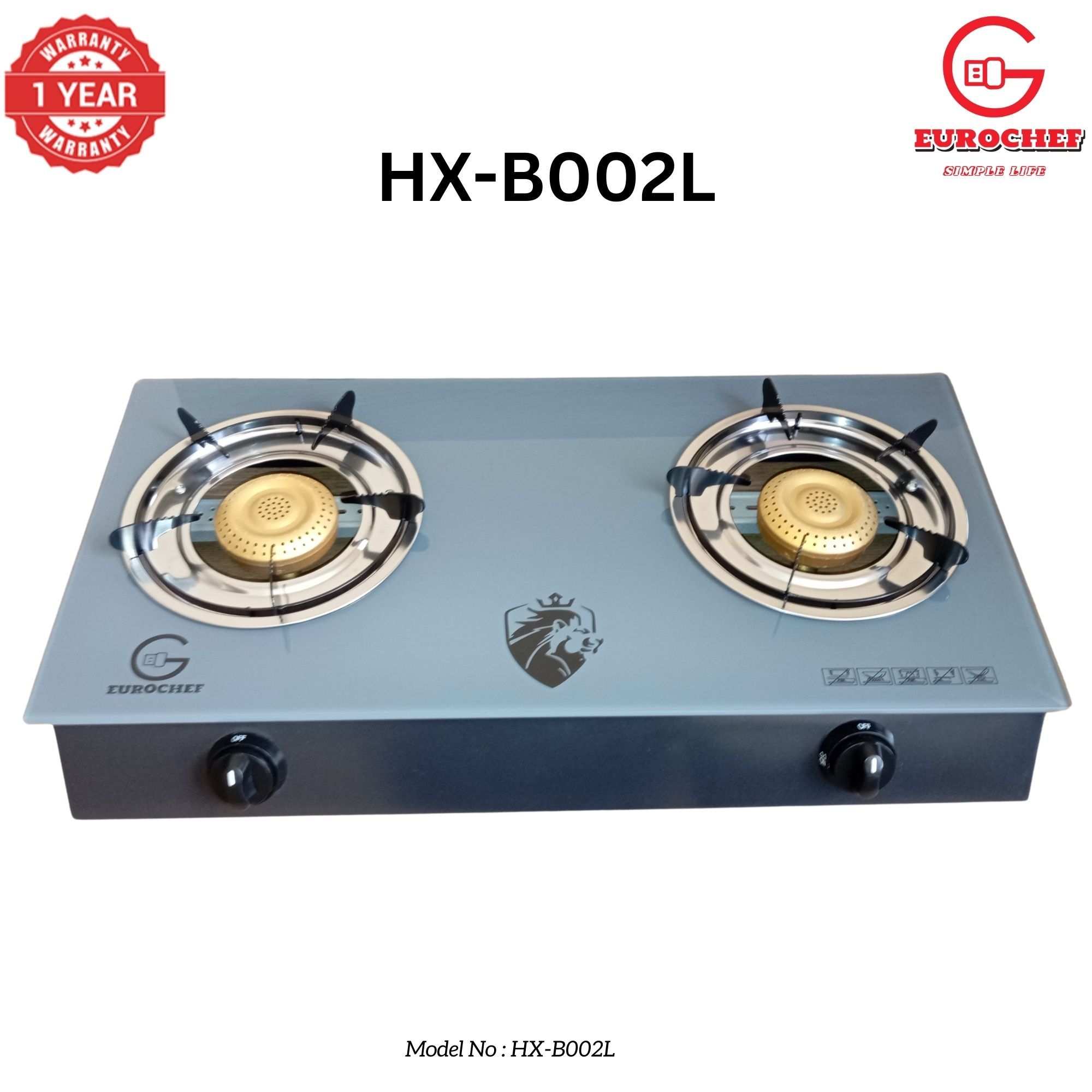 【Exclusive Offer】HX-B002L Two Burner Glass Top Table Cooker Grey