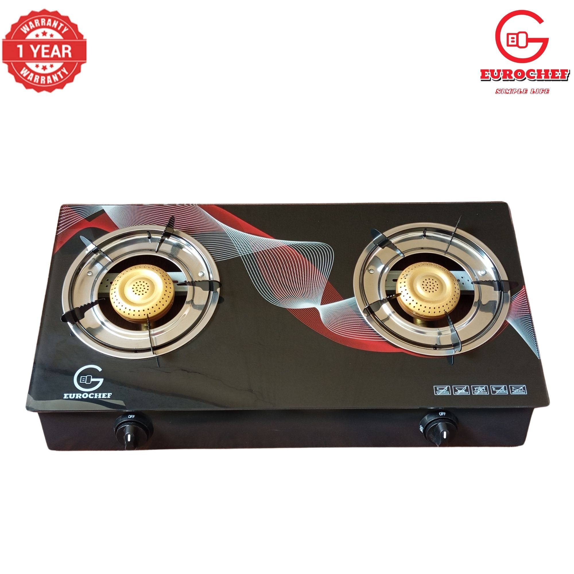 【Exclusive Offer】 Eurochef HX-B002L Two Burner Glass Top Table Cooker Black