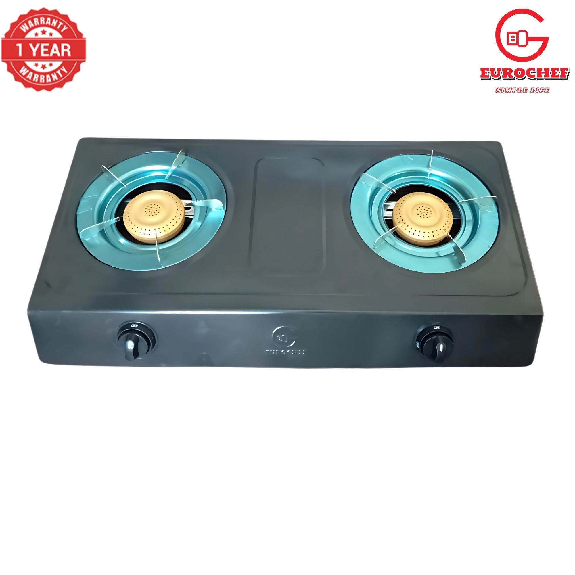【Exclusive Offer】 EUROCHEF HX-002B  Table Top Stainless Steel 2 Burner Kitchen Appliance Cooktop Gas Cooker