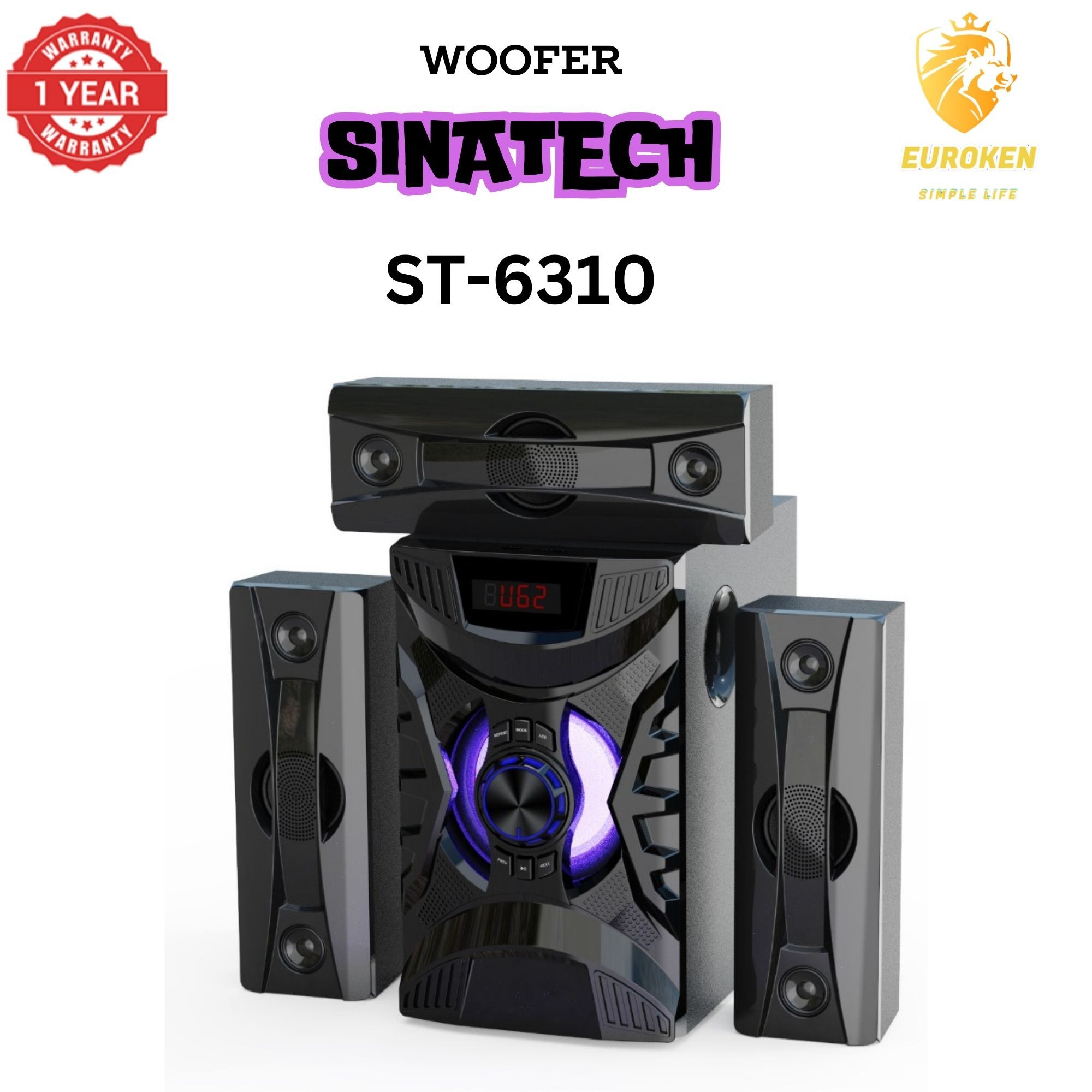 【Exclusive Offer】 NEW SINATECH ST-6310 3.1CH Subwoofer Speaker 20,000W PMPO Woofer Home Theatre Audio Speaker System BLUETOOTH/FM/SD/USB With Remote Control