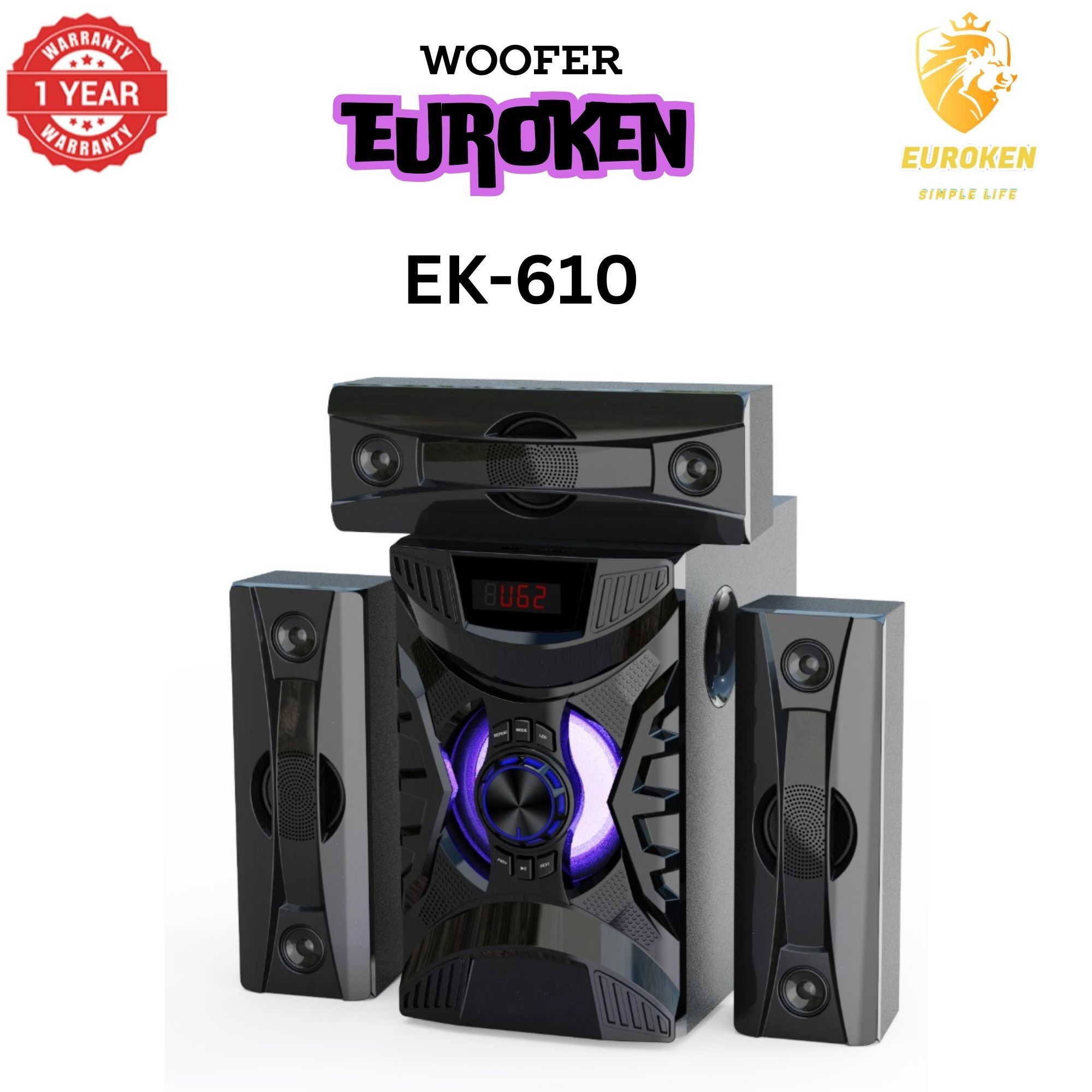 【Exclusive Offer】 NEW EUROKEN EK-610 3.1CH  20,000W Multimedia Bluetooth Woofer Home Theatre Speaker System  Subwoofer BLUETOOTH/USB/SD/FM Home Audio System  with Remote Control