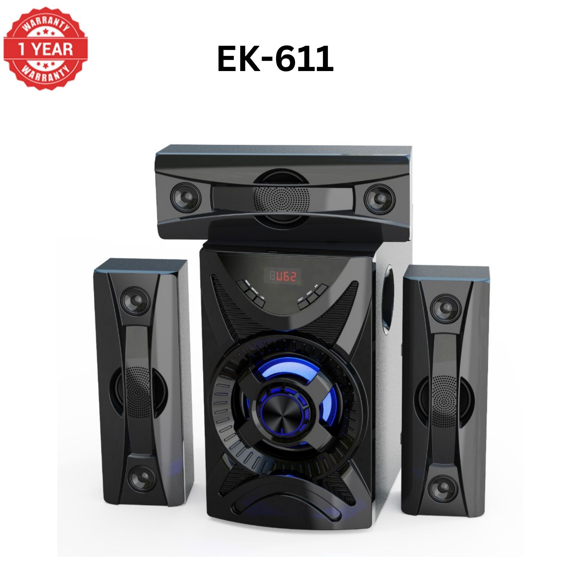 【Exclusive Offer】NEW EUROKEN EK-611 3.1CH With 20,000 PMPO Subwoofer Speaker  Home Theatre Audio System  With Remote Control BLUETOOTH/USB/SD/FM