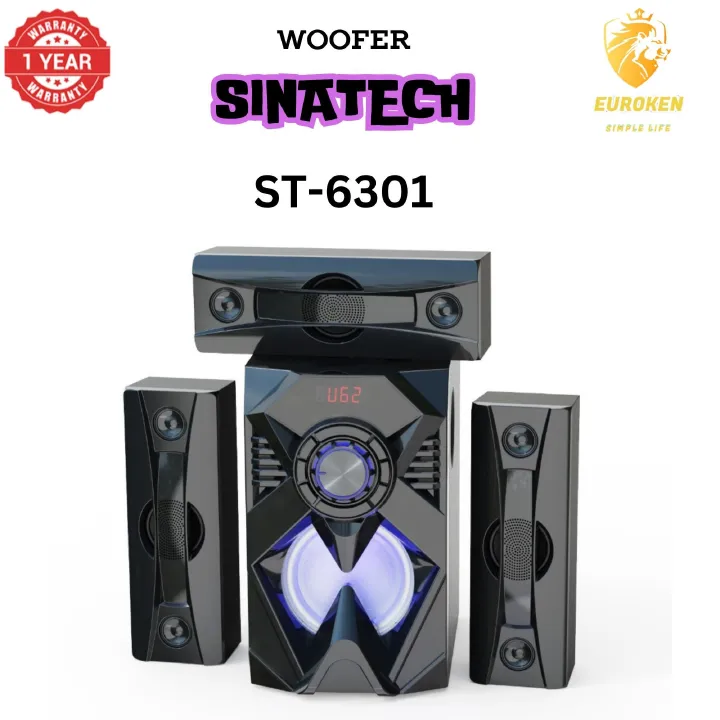 【Exclusive Offer】 NEW SINATECH ST-6301 3.1CH Subwoofer Speaker 20,000W PMPO Woofer Home Theatre Audio Speaker System BLUETOOTH/FM/SD/USB With Remote Control
