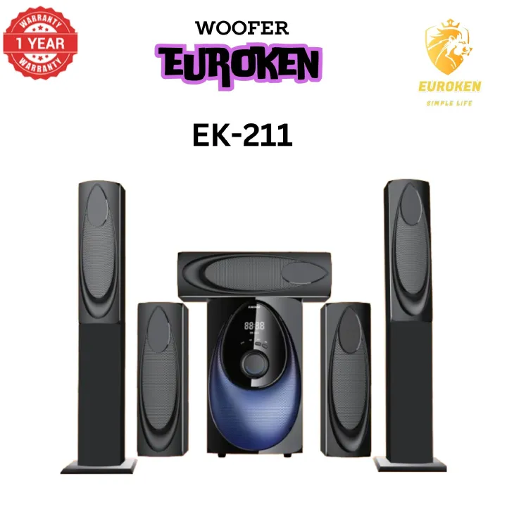 New Euroken Home Theatre System EK-211 5 In 1 Tall Boy Ac  12,000W PMPO With Bluetooth FM USB SD Mem Card Support With Super Bass Boost