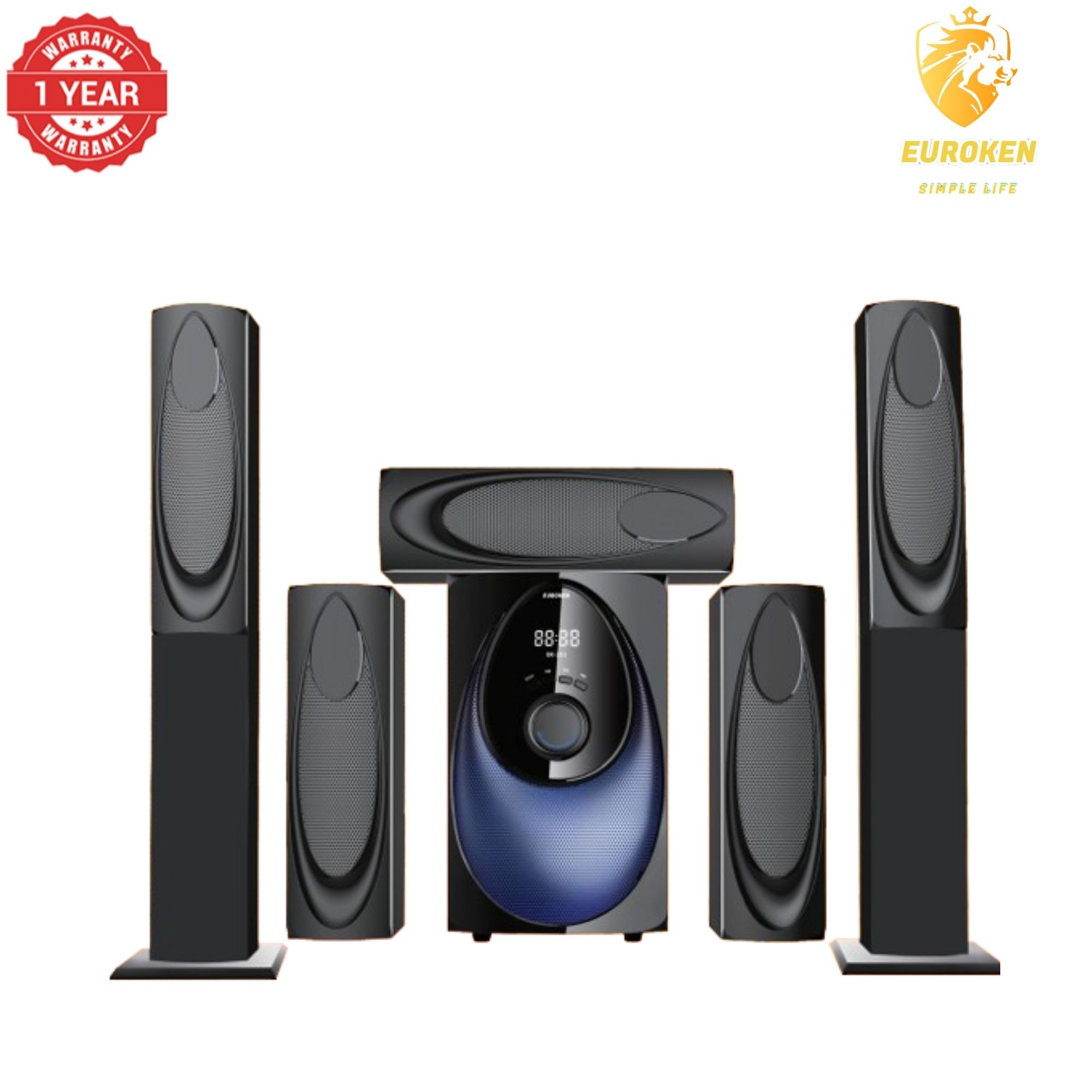 New Euroken Home Theatre System EK-211 5 In 1 Tall Boy Ac  12,000W PMPO With Bluetooth FM USB SD Mem Card Support With Super Bass Boost