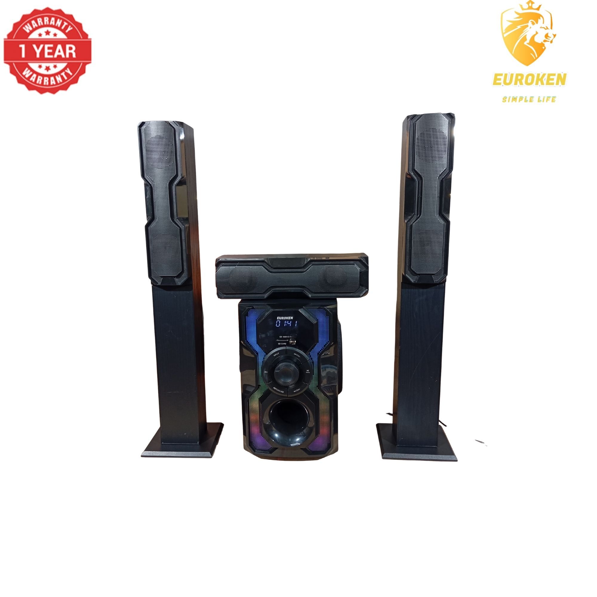 NEW EUROKEN Home Theatre System EK-6401 3 In1 Tall Boy Ac 10,000W PMPO Bluetooth Fm USB SD Mem Card Support