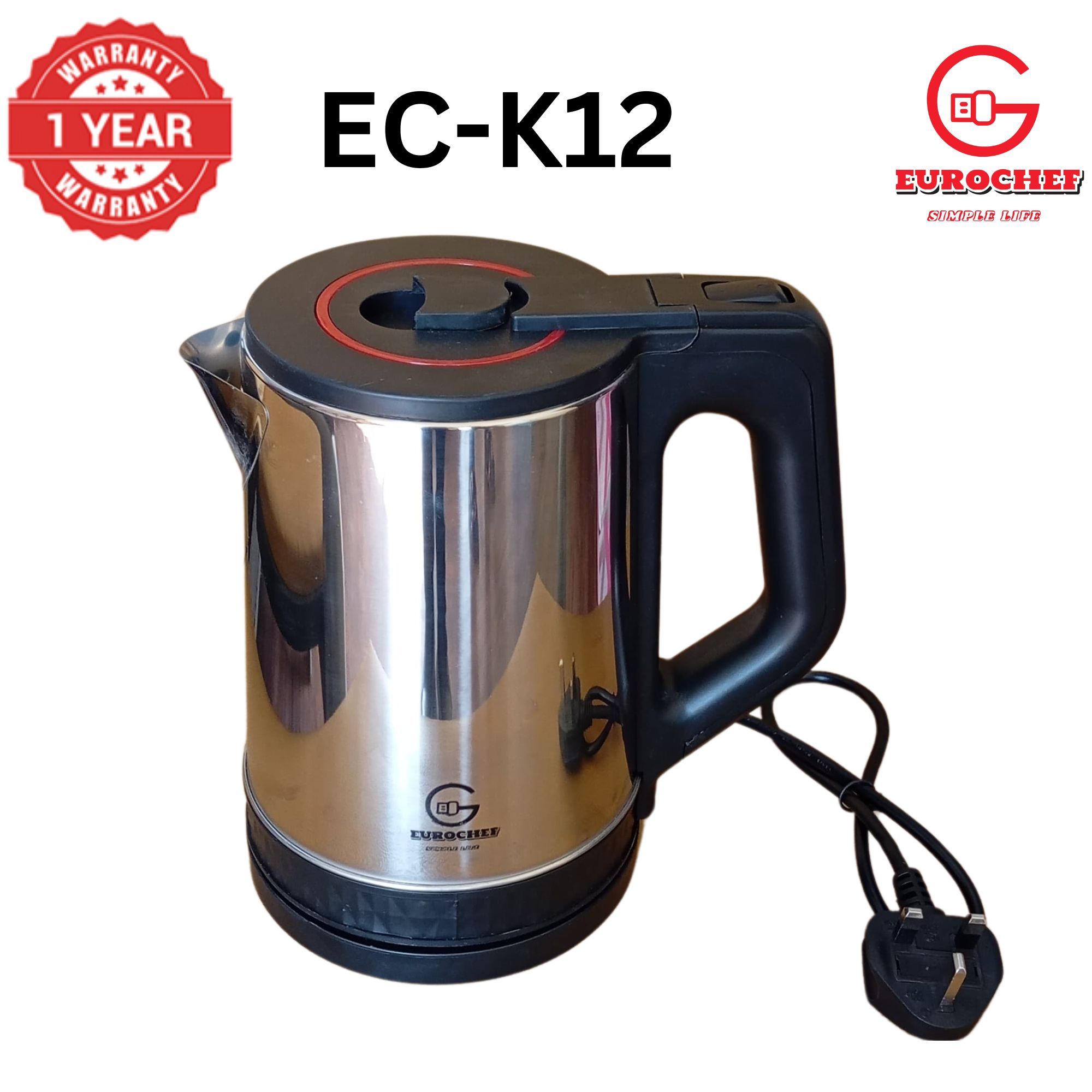 EUROCHEF EC-K12  2 L Stainless steel Electric Cordless Kettle Electric Jug for boiling water Kitchen Appliaance