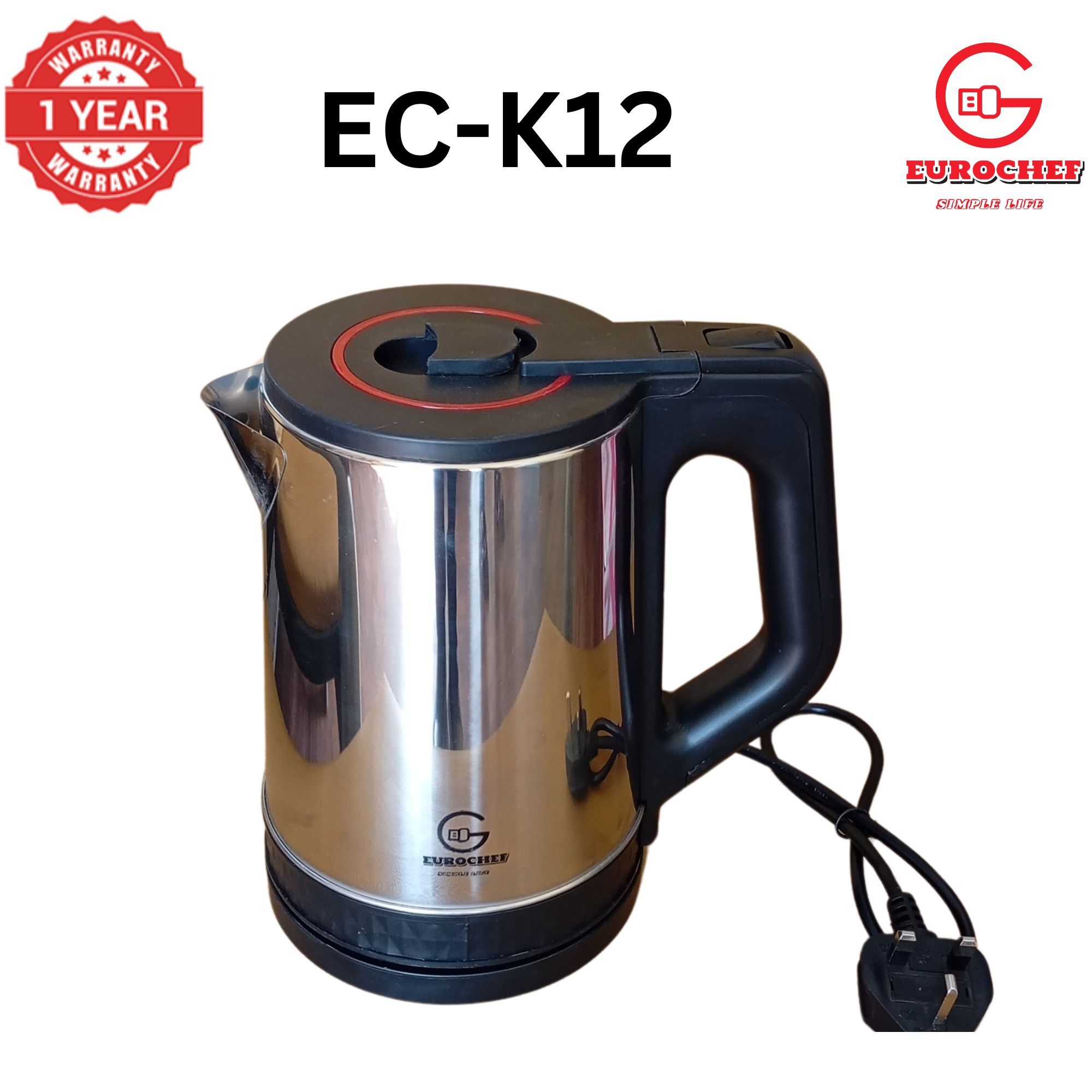 EUROCHEF EC-K12  2 L Stainless steel Electric Cordless Kettle Electric Jug for boiling water Kitchen Appliaance