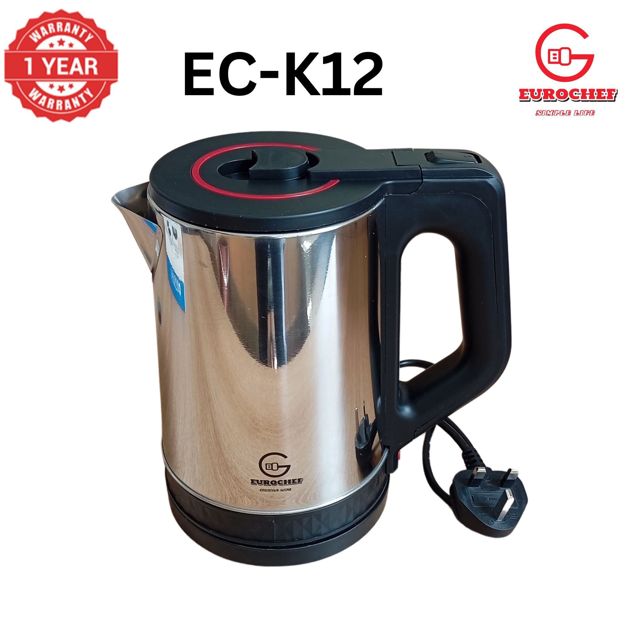 EUROCHEF EC-K12  2 L Stainless steel Electric Cordless Kettle Electric Jug for boiling water Kitchen Appliaance