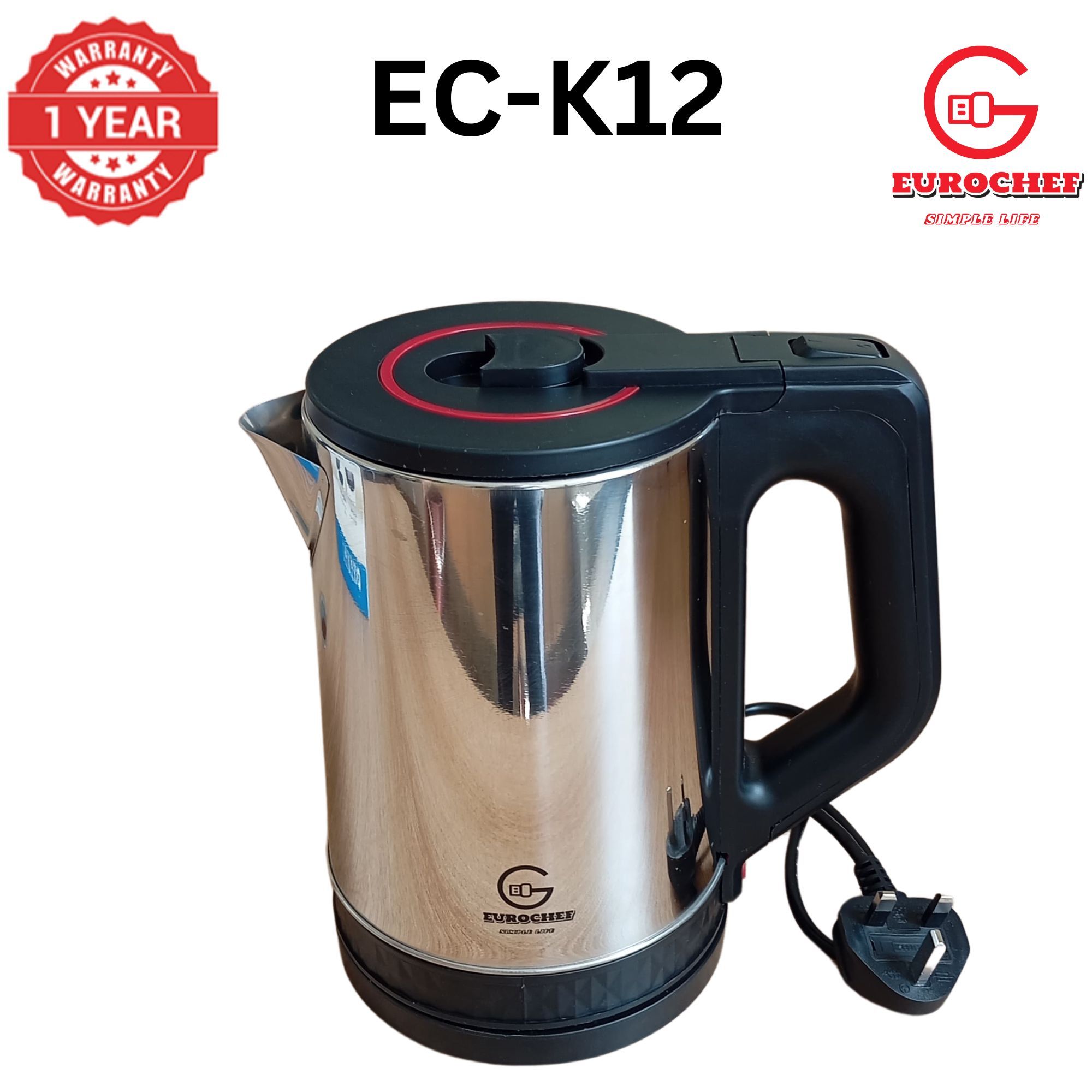 EUROCHEF EC-K12  2 L Stainless steel Electric Cordless Kettle Electric Jug for boiling water Kitchen Appliaance
