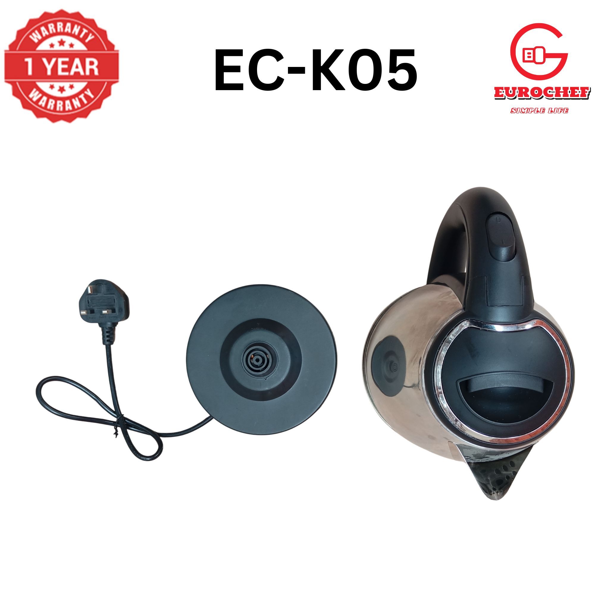 Eurochef  EC-K05 2L stainless steel cordless Electric Kettle  jug for boiling water home appliance