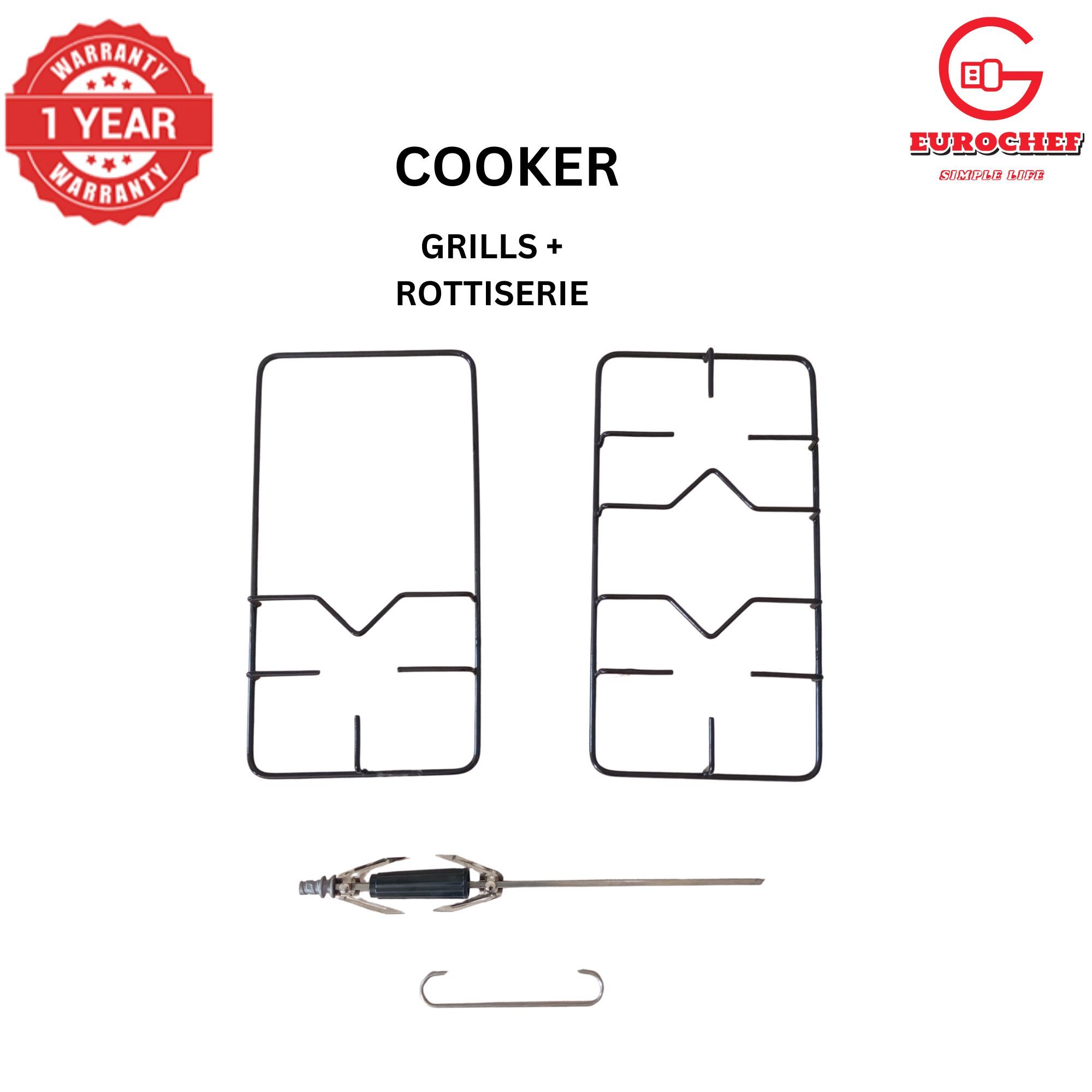 【Exclusive Offer】 Eurochef EGT55-3G1E-E  55L Home Improvement  Free standing Cooker  3 GAS + 1 Hot Plate  Kitchen appliance with electric oven