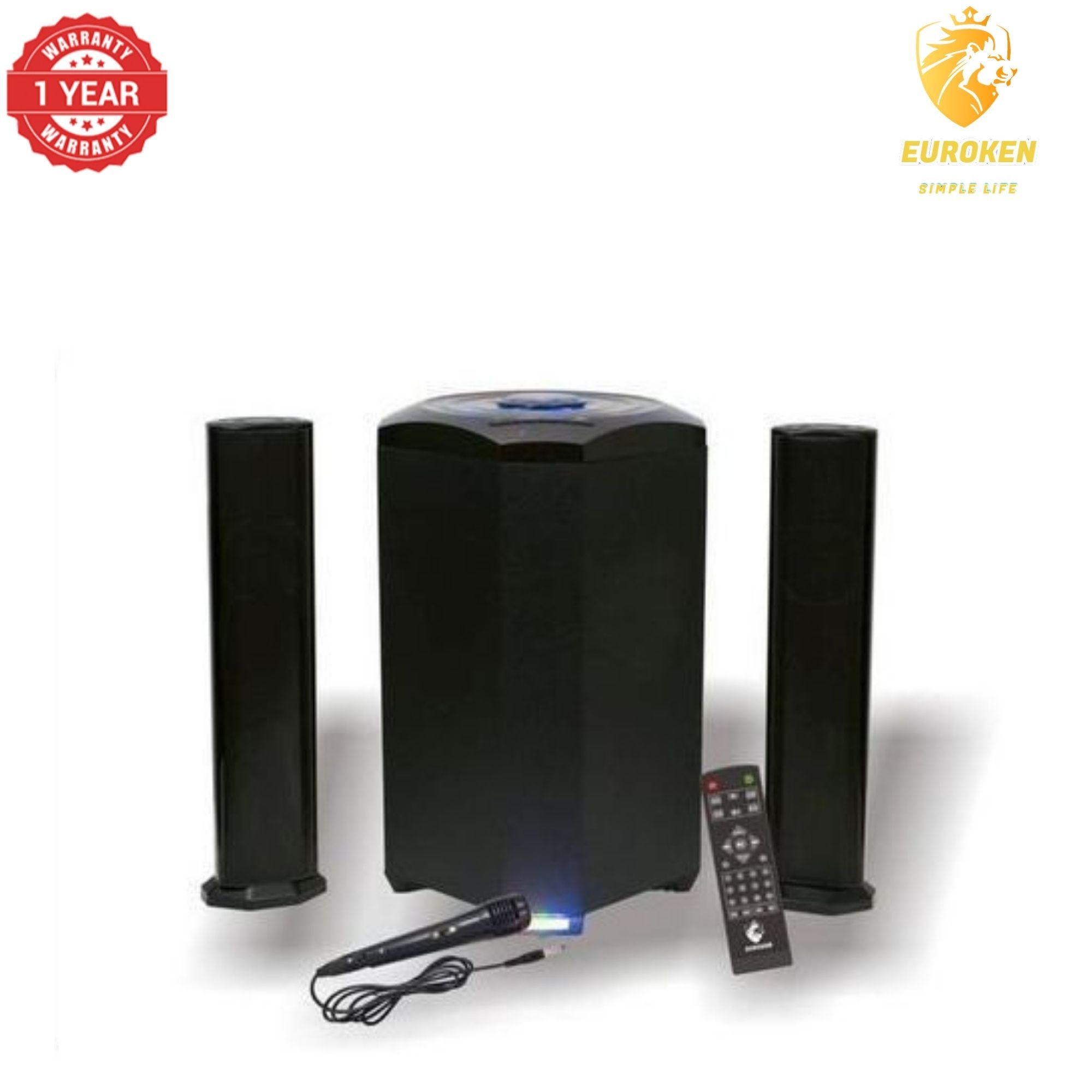 【Exclusive Offer】NEW EUROKEN MTUNGI EK-607 2.1CH With 20,000 PMPO MTUNGI Subwoofer Speaker  Home Theatre Audio System  With Remote Control BLUETOOTH/USB/SD/FM FREE MIC