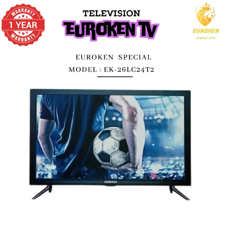 【Limited Offer】 EUROKEN  EK-26LC24T2 24" INCH FULL SCREEN DISPLAY TELEVISION AC/DC DIGITAL LED TV WITH INBUILT DECODER FOR LOCAL CHANNELS WIDE COLOR ENHANCER, USB HDMI PORTS