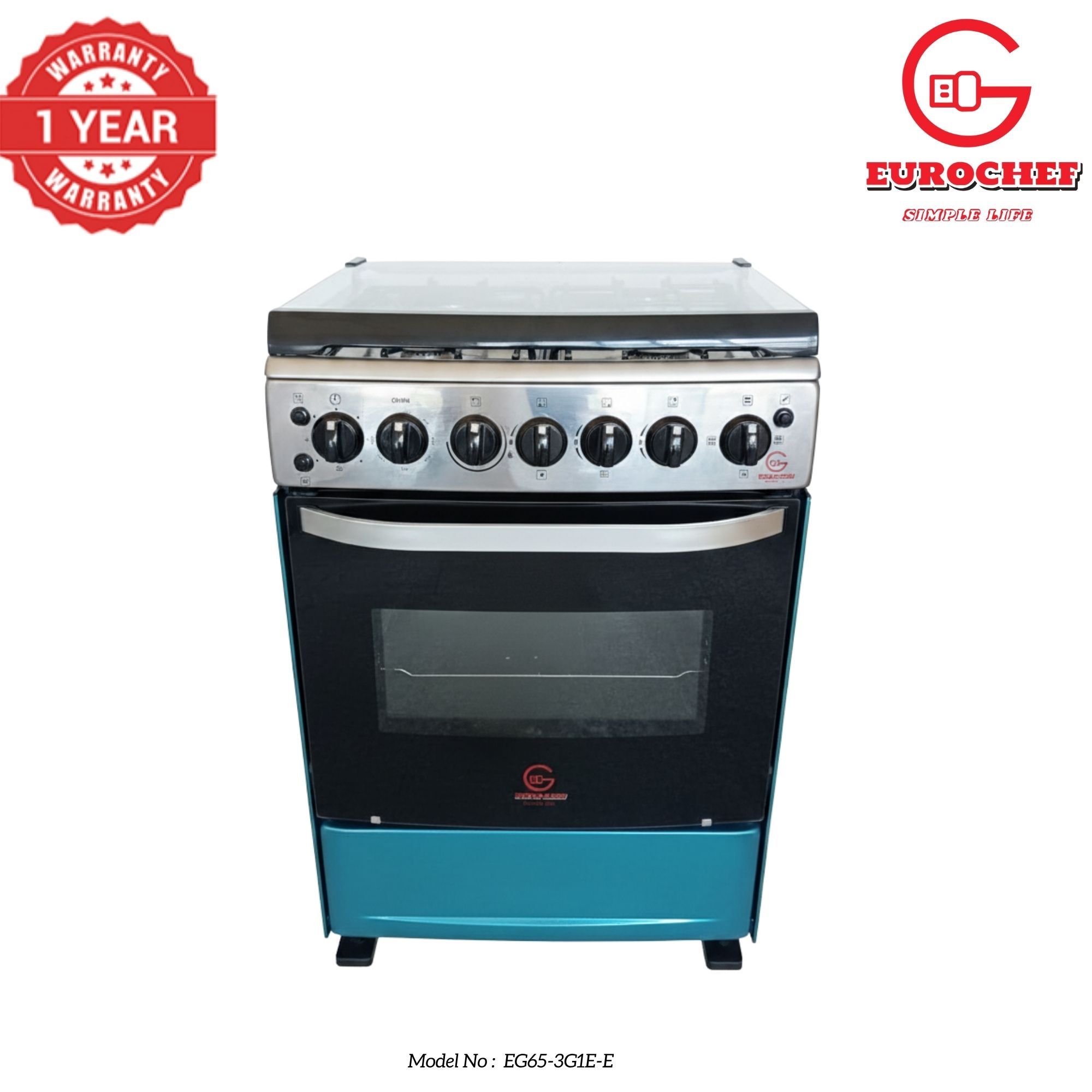 【LIMITED OFFER】 EUROCHEF 60X65 EGT65-3G1E-E Home Improvement 67l  Free Standing Cooker  3 Gas +1 Hotplate Kitchen Appliance With Electric Oven