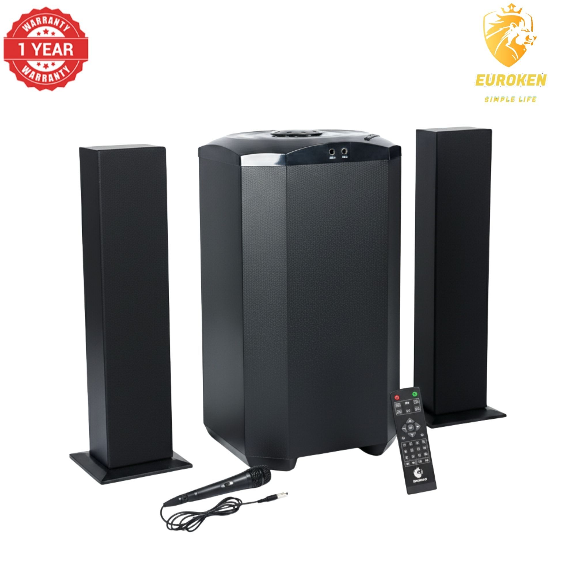 【Exclusive Offer】NEW EUROKEN MTUNGI EK-607 2.1CH With 20,000 PMPO MTUNGI Subwoofer Speaker  Home Theatre Audio System  With Remote Control BLUETOOTH/USB/SD/FM FREE MIC