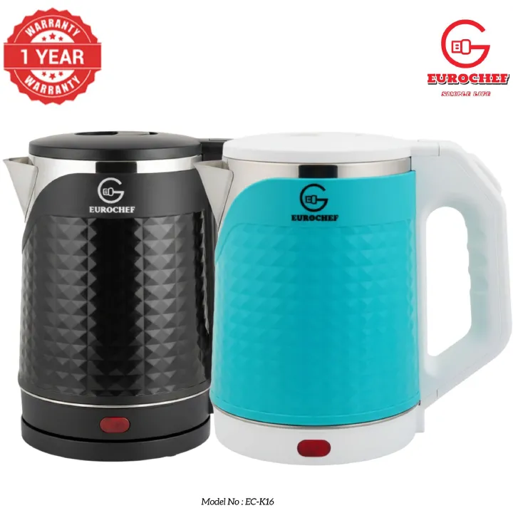 【Limited Offer】 EUROCHEF EC-K16  2 L Stainless steel Electric Cordless Kettle Electric Jug for boiling water Kitchen Appliaance