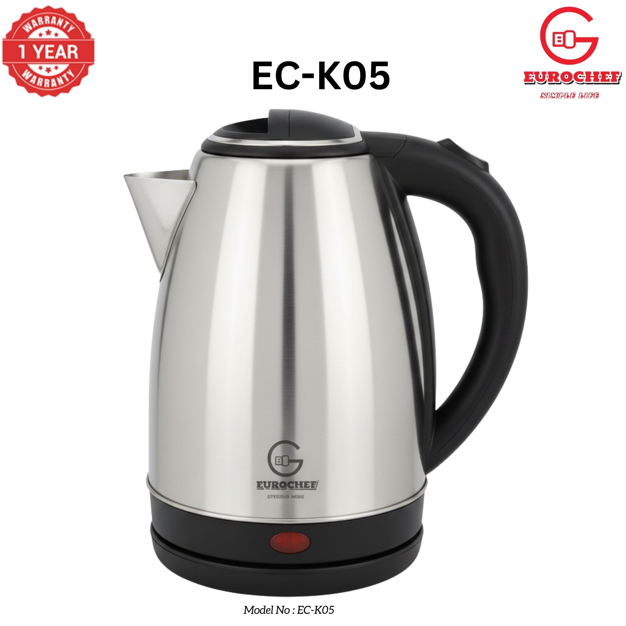 【Limited Offer】 Eurochef  EC-K05 2L stainless steel cordless Electric Kettle  jug for boiling water home appliance
