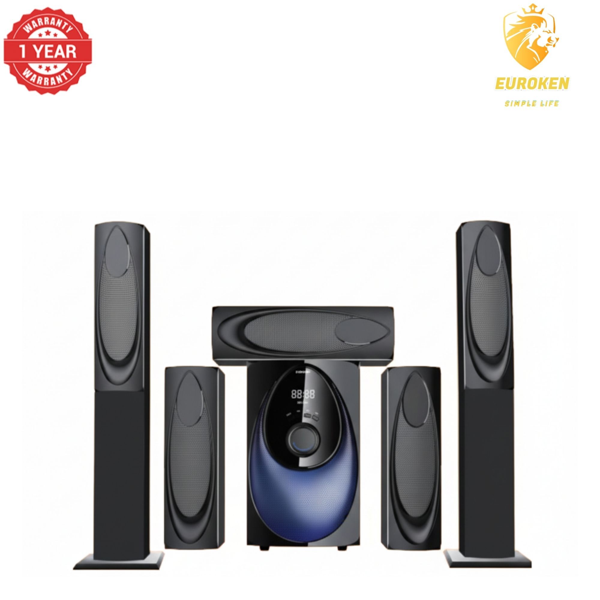 【Limited Offer】New Euroken Home Theatre System EK-211 5 In 1 Tall Boy Ac  12,000W PMPO With Bluetooth FM USB SD Mem Card Support With Super Bass Boost