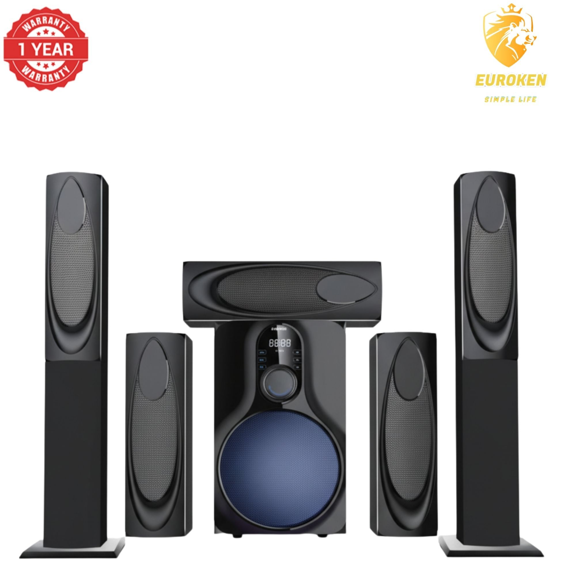 【Limited Offer】New Euroken EK-58K5 Home Theatre System 5 in 1 Tall Boys 15,000 PMPO with Bluetooth ?FM/SD Mem card Support with Super Bass Boost