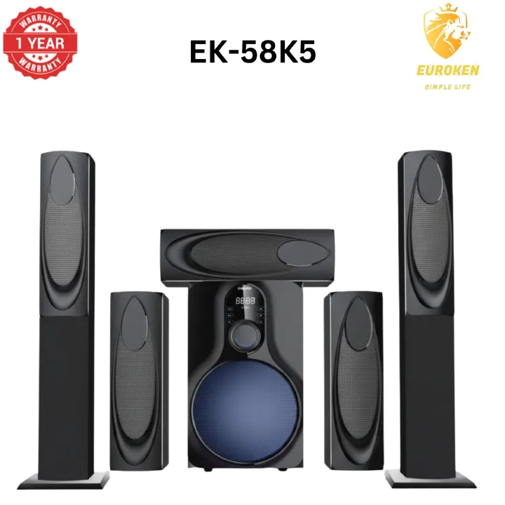 【Limited Offer】New Euroken EK-58K5 Home Theatre System 5 in 1 Tall Boys 15,000 PMPO with Bluetooth ?FM/SD Mem card Support with Super Bass Boost
