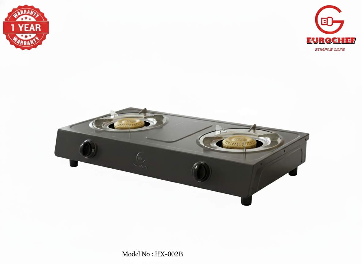 【Limited Offer】 EUROCHEF HX-002B  Table Top Stainless Steel 2 Burner Kitchen Appliance Cooktop Gas Cooker