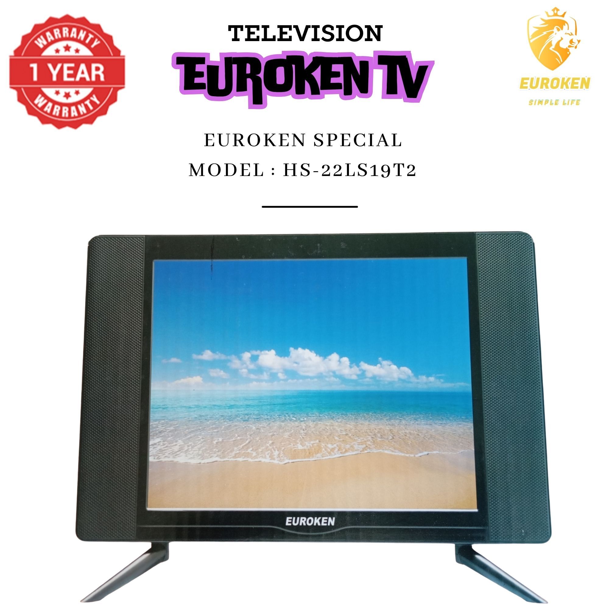 【Limited Offer】 EUROKEN HS-22LS19T2 19" INCH FULL SCREEN DISPLAY TELEVISION AC/DC DIGITAL LED TV WITH INBUILT DECODER FOR LOCAL CHANNELS WIDE COLOR ENHANCER, USB HDMI PORTS