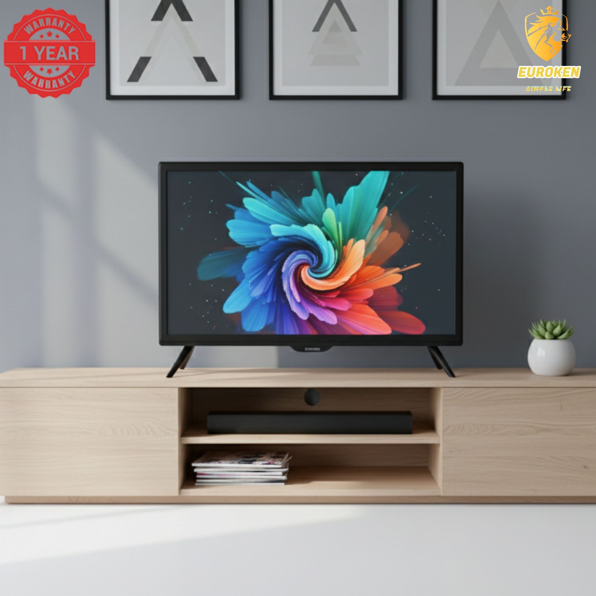 【Limited Offer】 EUROKEN EK-24LC22T2 22" INCH FULL SCREEN DISPLAY TELEVISION AC/DC DIGITAL LED TV WITH INBUILT DECODER FOR LOCAL CHANNELS WIDE COLOR ENHANCER, USB HDMI PORTS