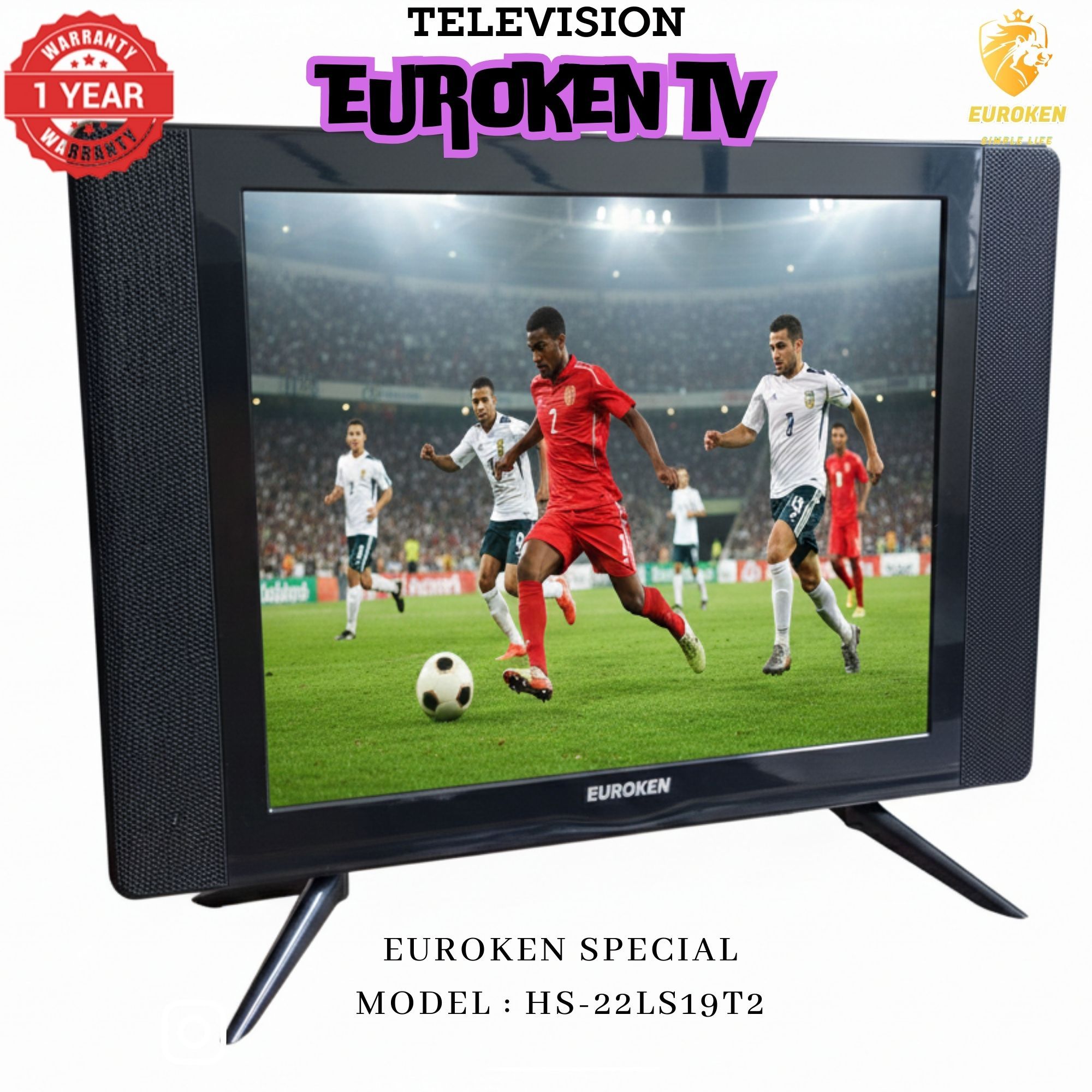 【Limited Offer】 EUROKEN HS-22LS19T2 19" INCH FULL SCREEN DISPLAY TELEVISION AC/DC DIGITAL LED TV WITH INBUILT DECODER FOR LOCAL CHANNELS WIDE COLOR ENHANCER, USB HDMI PORTS