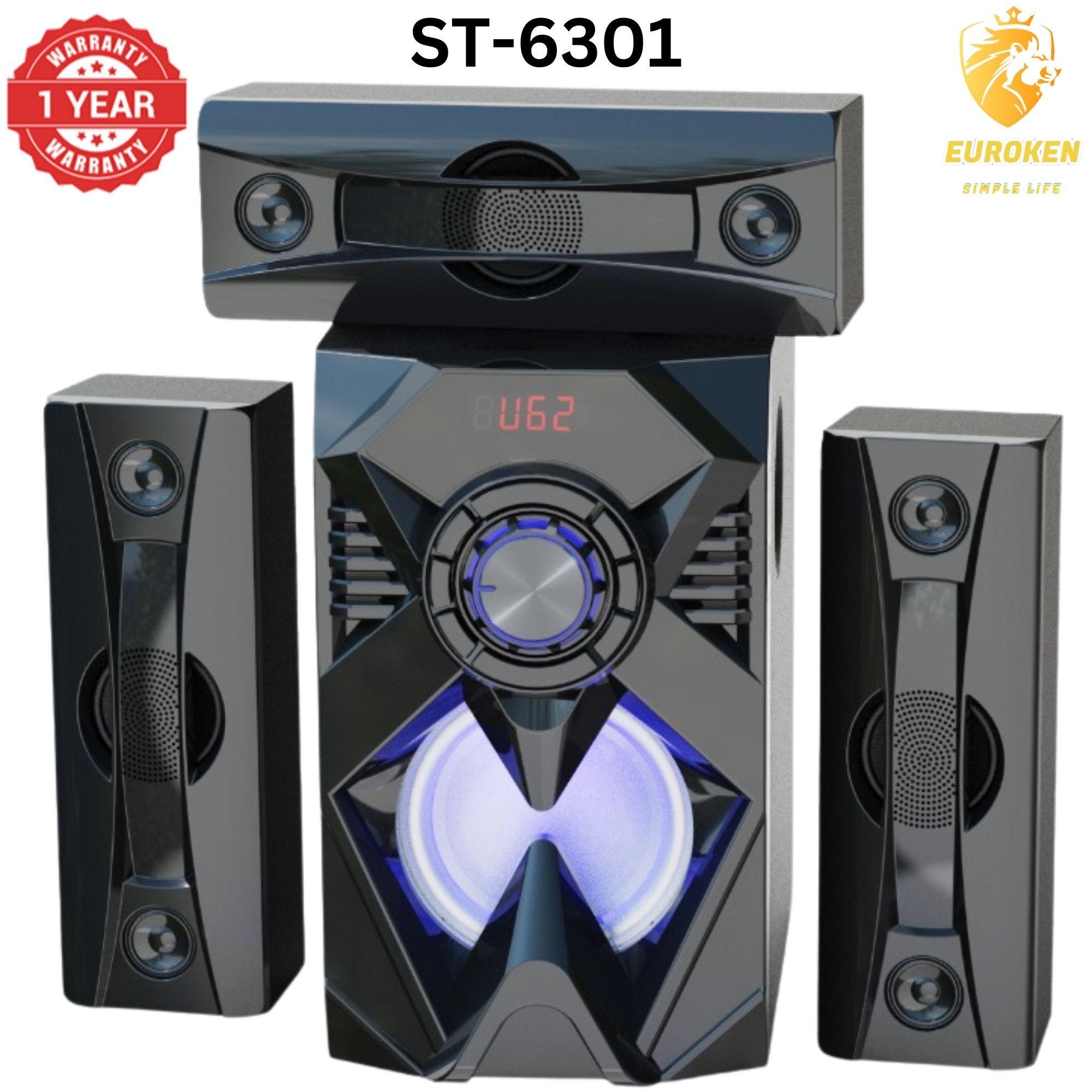 【Exclusive Offer】 NEW SINATECH ST-6301 3.1CH Subwoofer Speaker 20,000W PMPO Woofer Home Theatre Audio Speaker System BLUETOOTH/FM/SD/USB With Remote Control