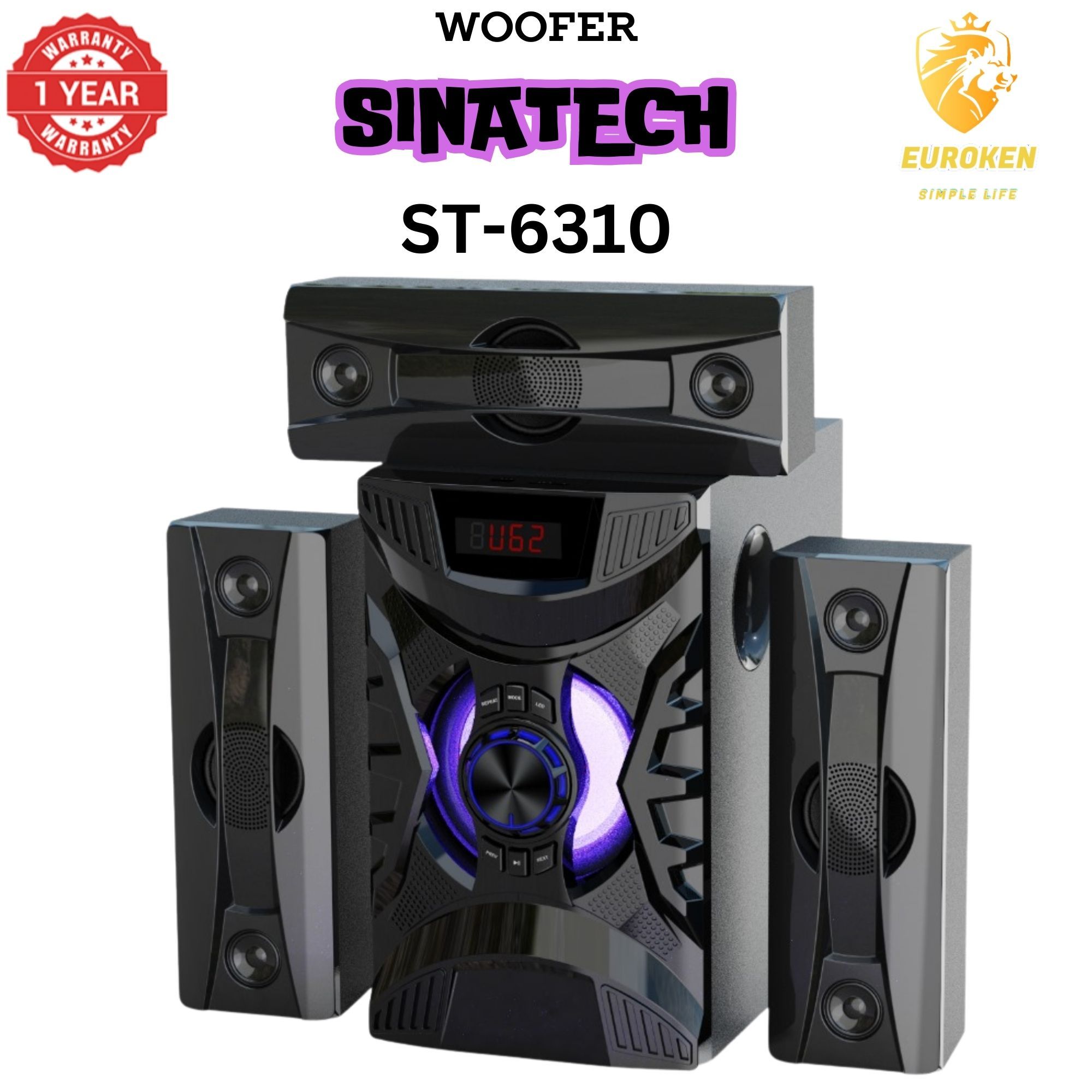 【Exclusive Offer】 NEW SINATECH ST-6310 3.1CH Subwoofer Speaker 20,000W PMPO Woofer Home Theatre Audio Speaker System BLUETOOTH/FM/SD/USB With Remote Control