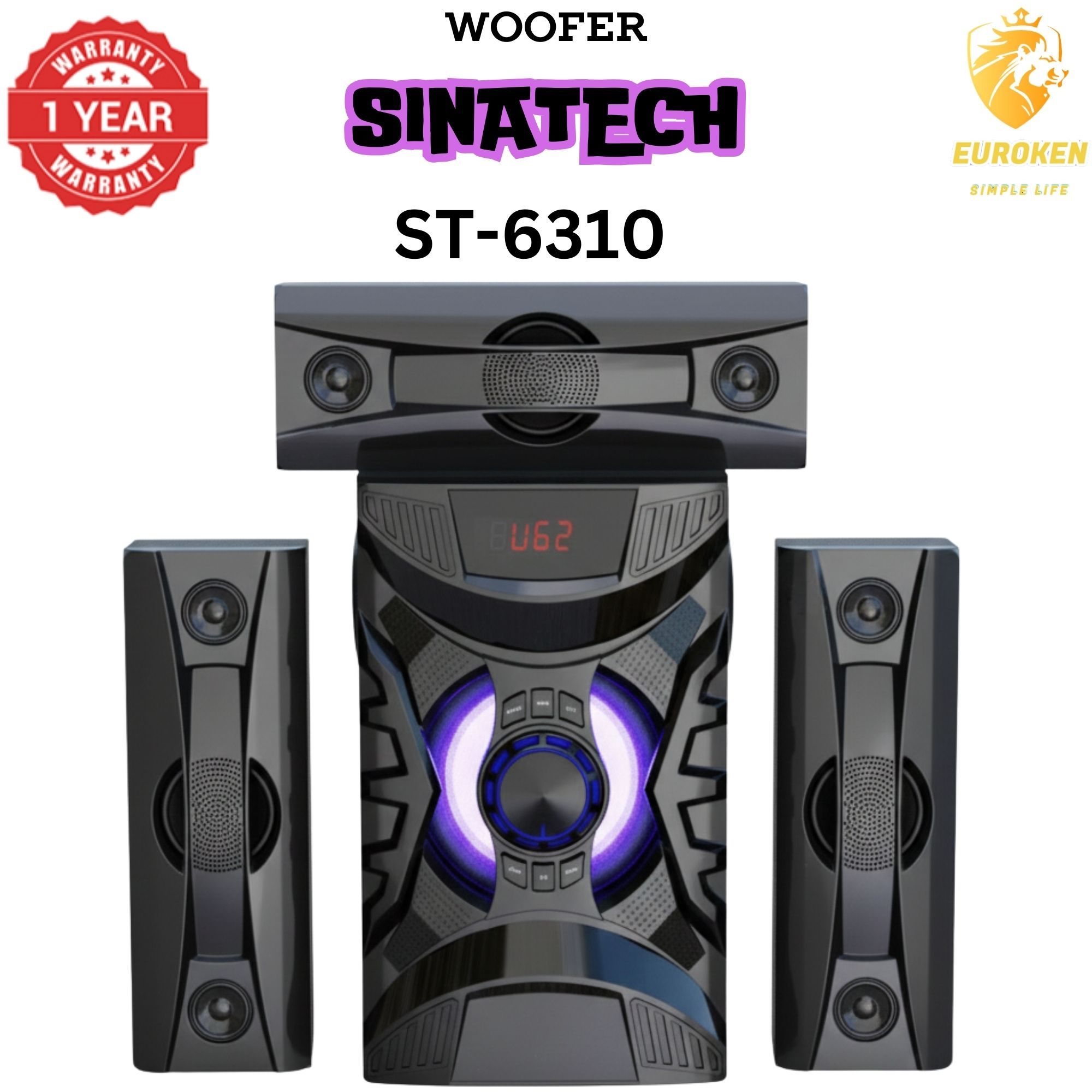 【Exclusive Offer】 NEW SINATECH ST-6310 3.1CH Subwoofer Speaker 20,000W PMPO Woofer Home Theatre Audio Speaker System BLUETOOTH/FM/SD/USB With Remote Control