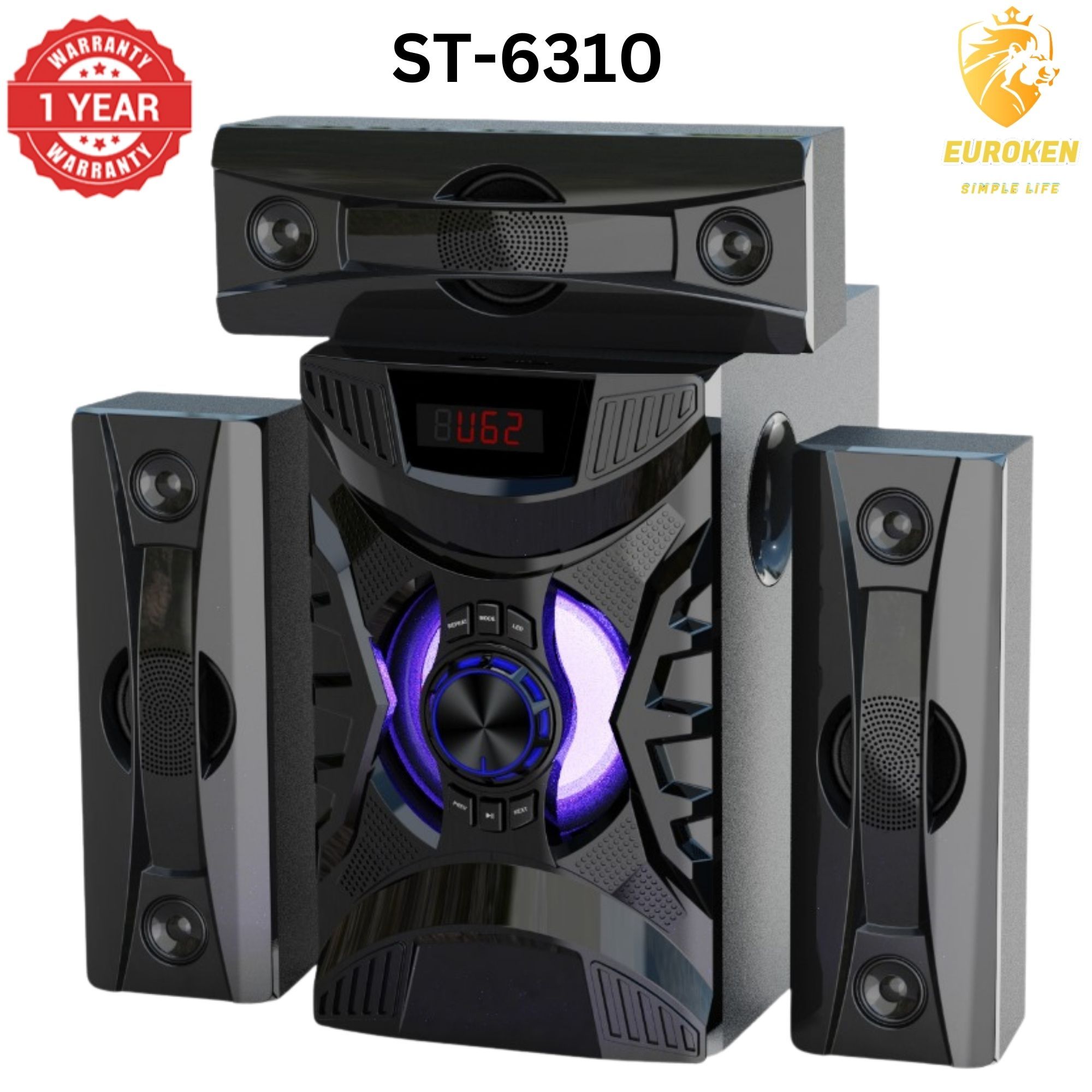 【Exclusive Offer】 NEW SINATECH ST-6310 3.1CH Subwoofer Speaker 20,000W PMPO Woofer Home Theatre Audio Speaker System BLUETOOTH/FM/SD/USB With Remote Control