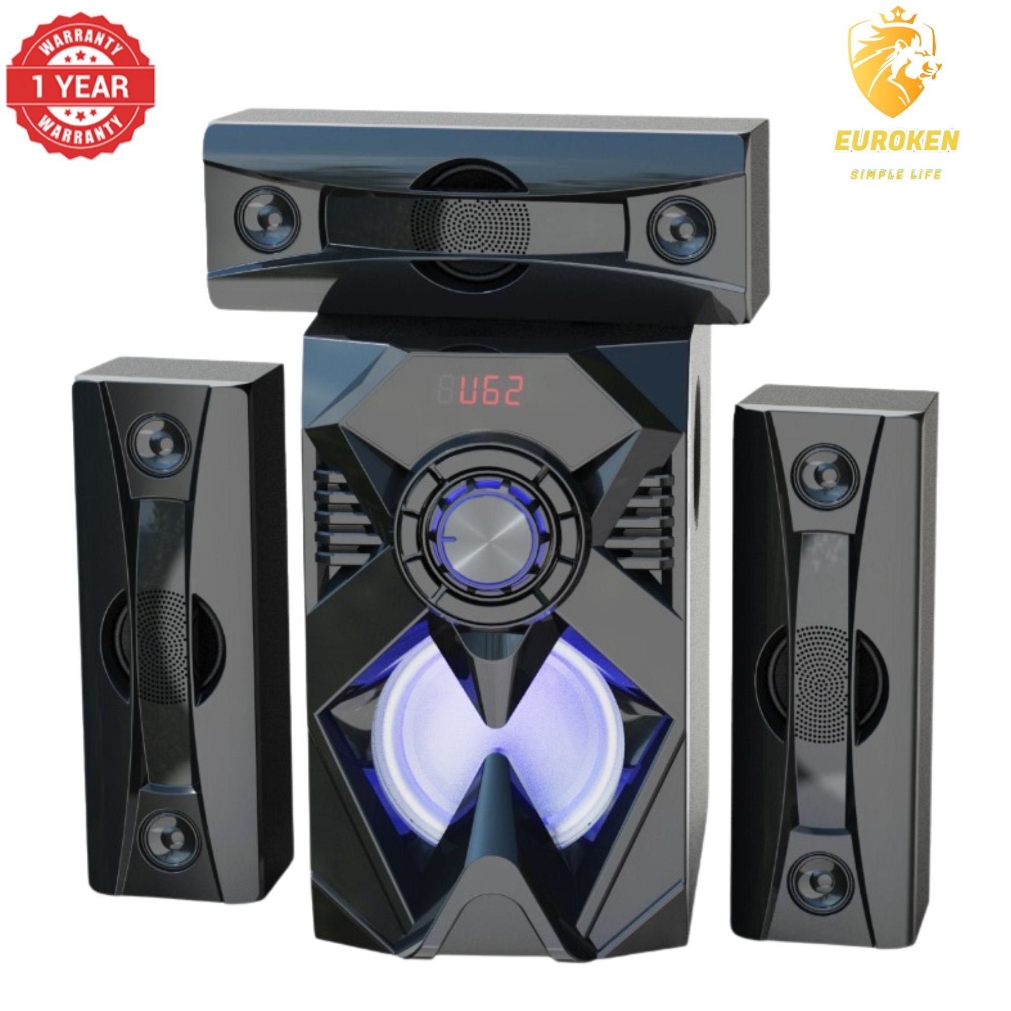 【Exclusive Offer】NEW EUROKEN EK-601 3.1CH With 20,000 PMPO Subwoofer Speaker  Home Theatre Audio System  With Remote Control BLUETOOTH/USB/SD/FM