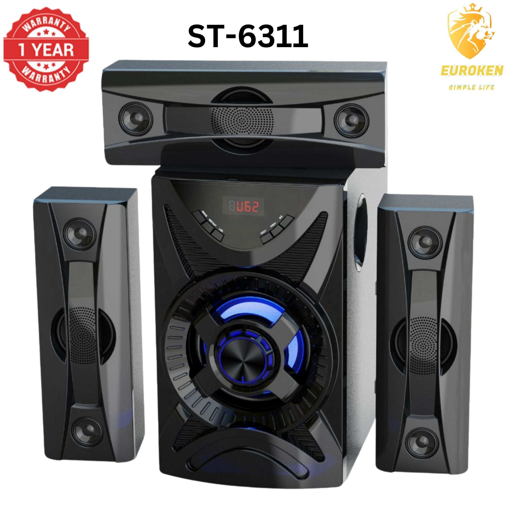 【Exclusive Offer】NEW SINATECH ST-6311 3.1CH With 20,000 PMPO Subwoofer Speaker  Home Theatre Audio System  With Remote Control BLUETOOTH/USB/SD/FM