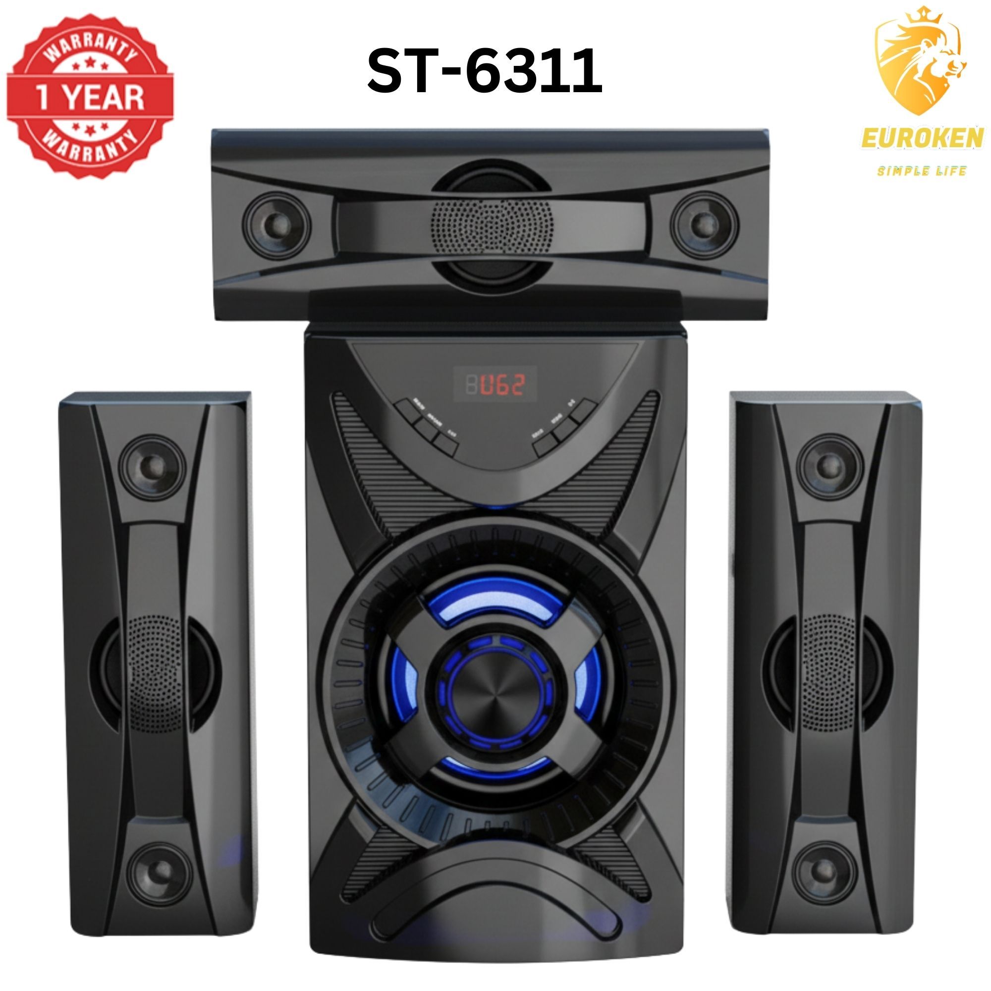 【Exclusive Offer】NEW SINATECH ST-6311 3.1CH With 20,000 PMPO Subwoofer Speaker  Home Theatre Audio System  With Remote Control BLUETOOTH/USB/SD/FM