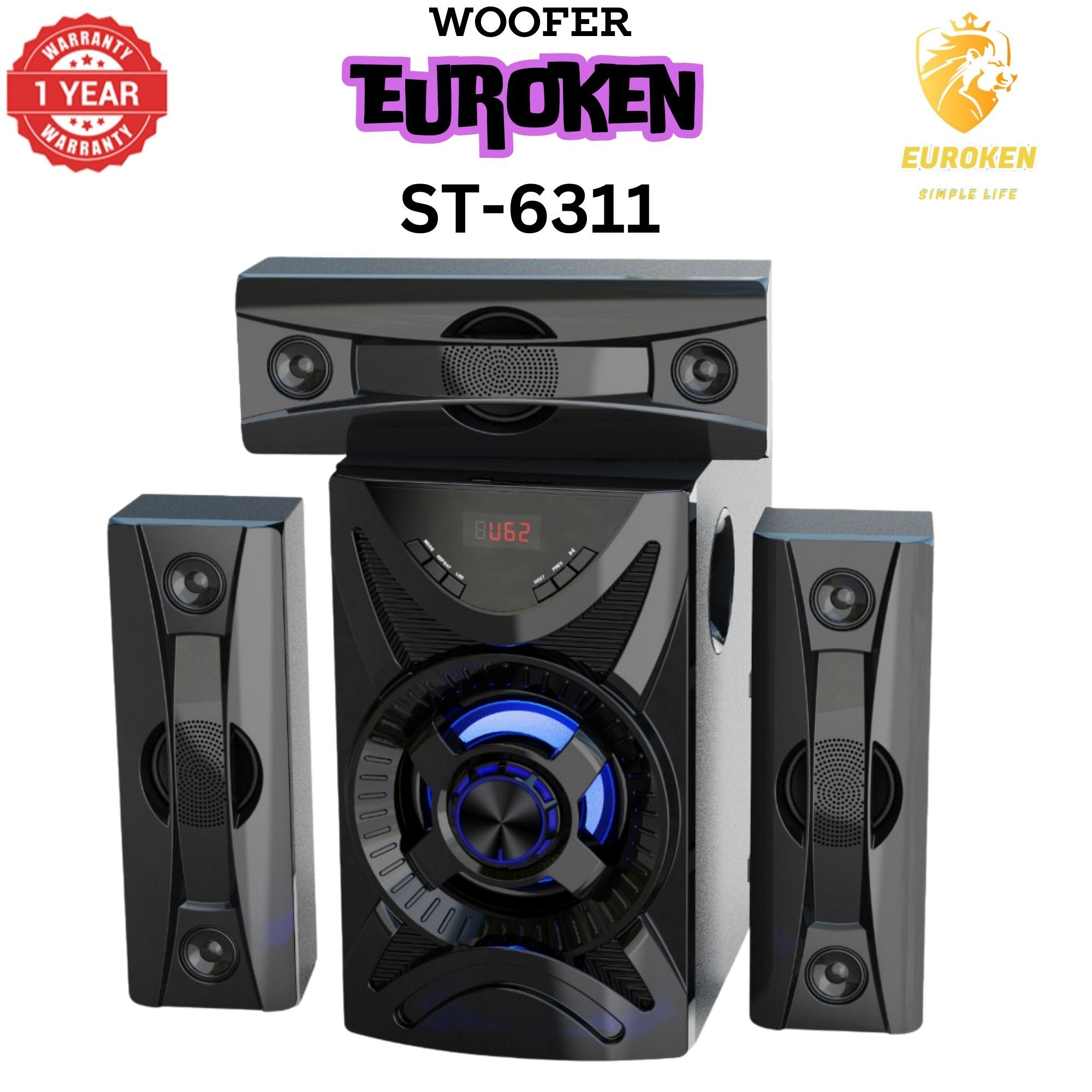 【Exclusive Offer】NEW SINATECH ST-6311 3.1CH With 20,000 PMPO Subwoofer Speaker  Home Theatre Audio System  With Remote Control BLUETOOTH/USB/SD/FM