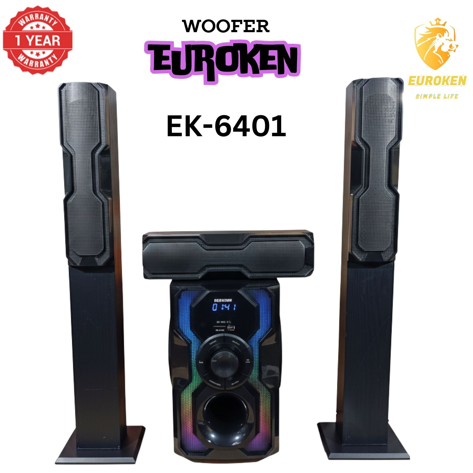 【Limited Offer】 NEW EUROKEN Home Theatre System EK-6401 3 In1 Tall Boy Ac 10,000W PMPO Bluetooth Fm USB SD Mem Card Support